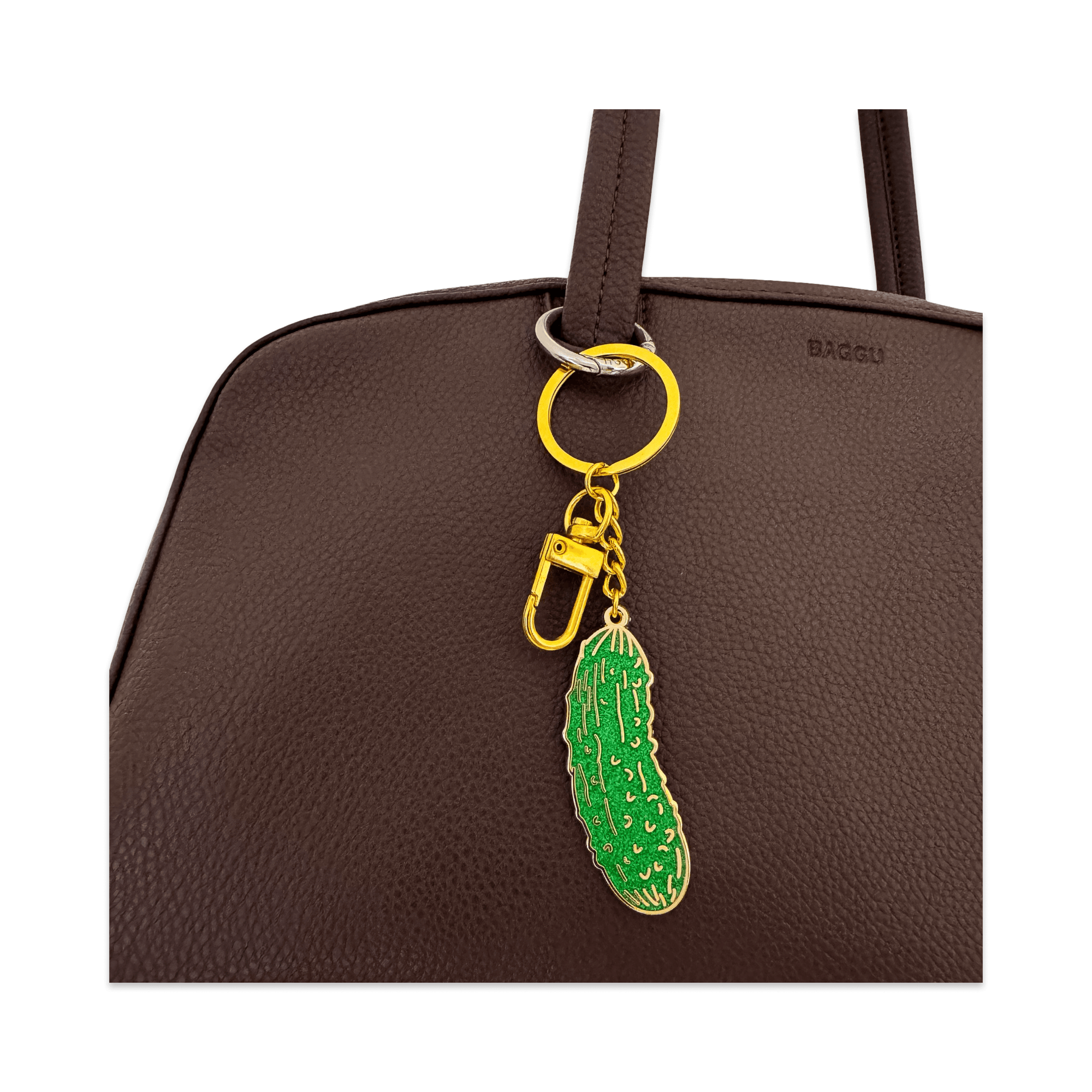 Pickle Enamel Bag Charm & Keychain