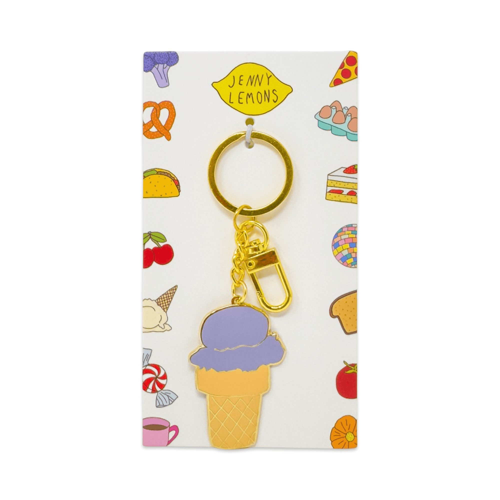 Ice Cream Cone Enamel Bag Charm & Keychain