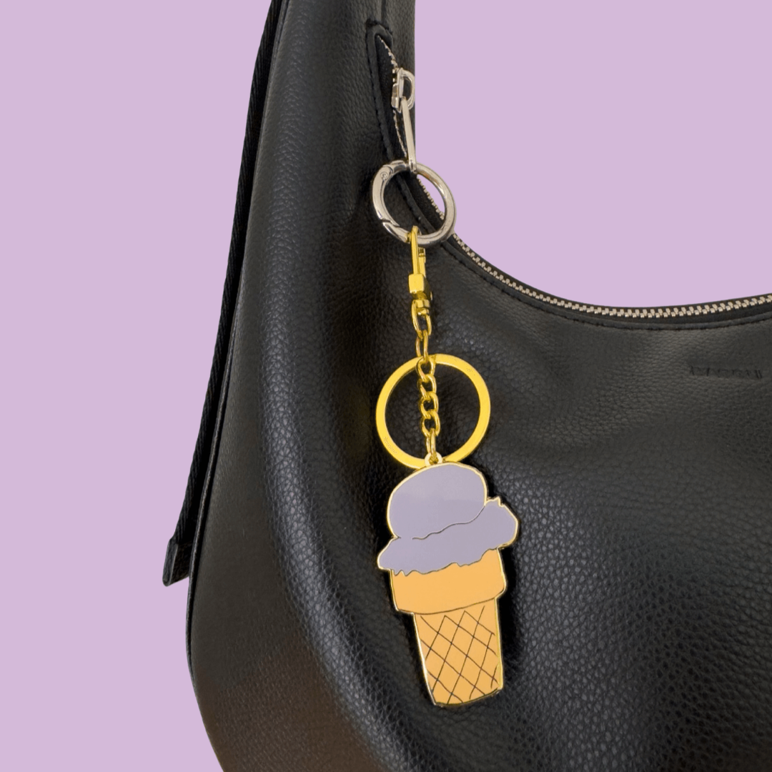 Ice Cream Cone Enamel Bag Charm & Keychain