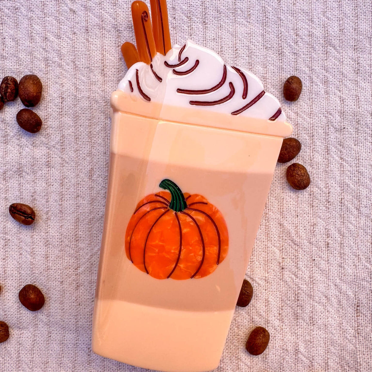 Large Pumpkin Spice Latte Hair Claw Clip