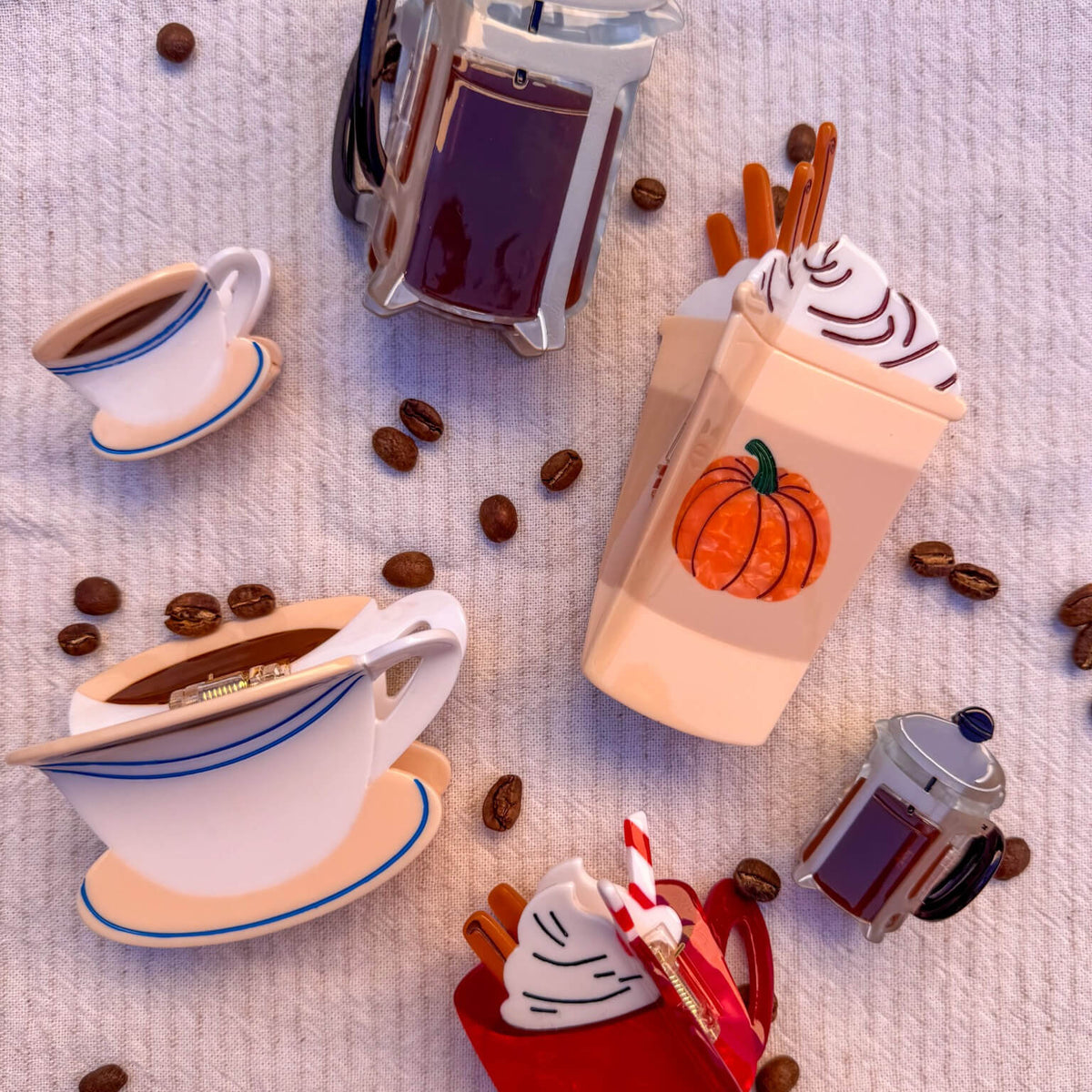 Large Diner Coffee Hair Claw Clip