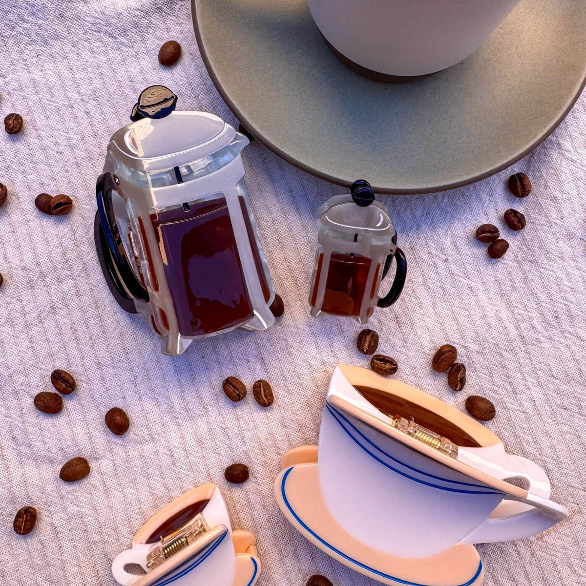 Large Diner Coffee Hair Claw Clip