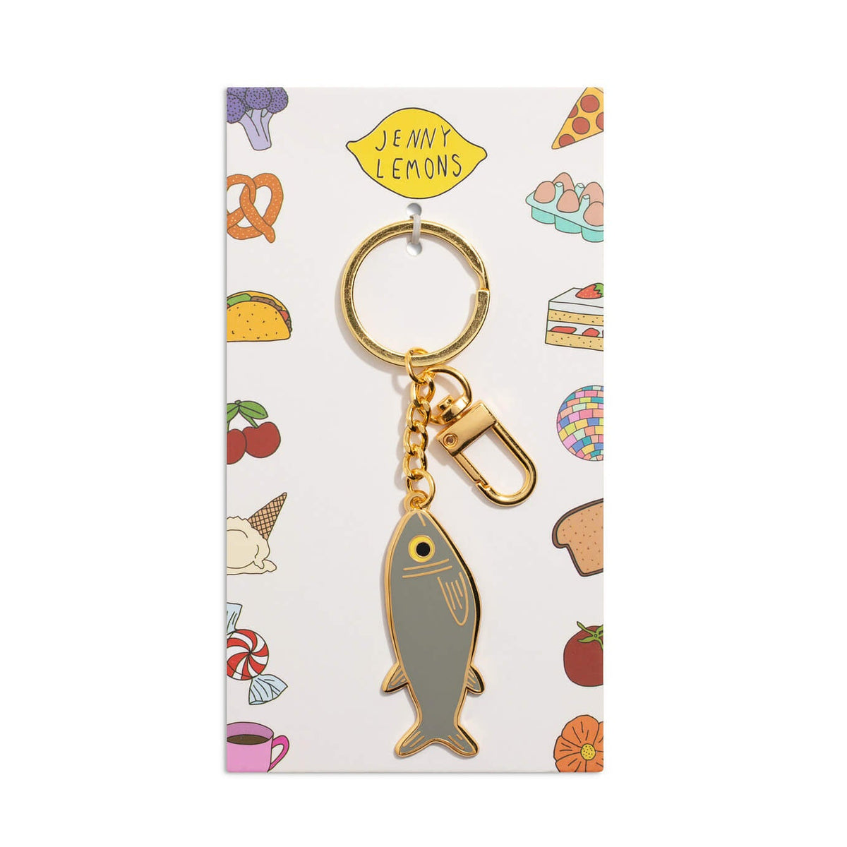 Sardine Enamel Bag Charm & Keychain
