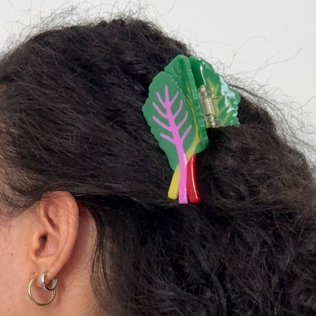 Midi Rainbow Chard Hair Claw Clip