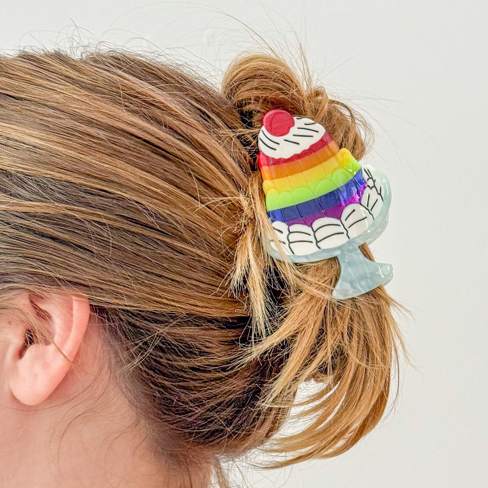 Large Rainbow Jello Cake Hair Claw Clip