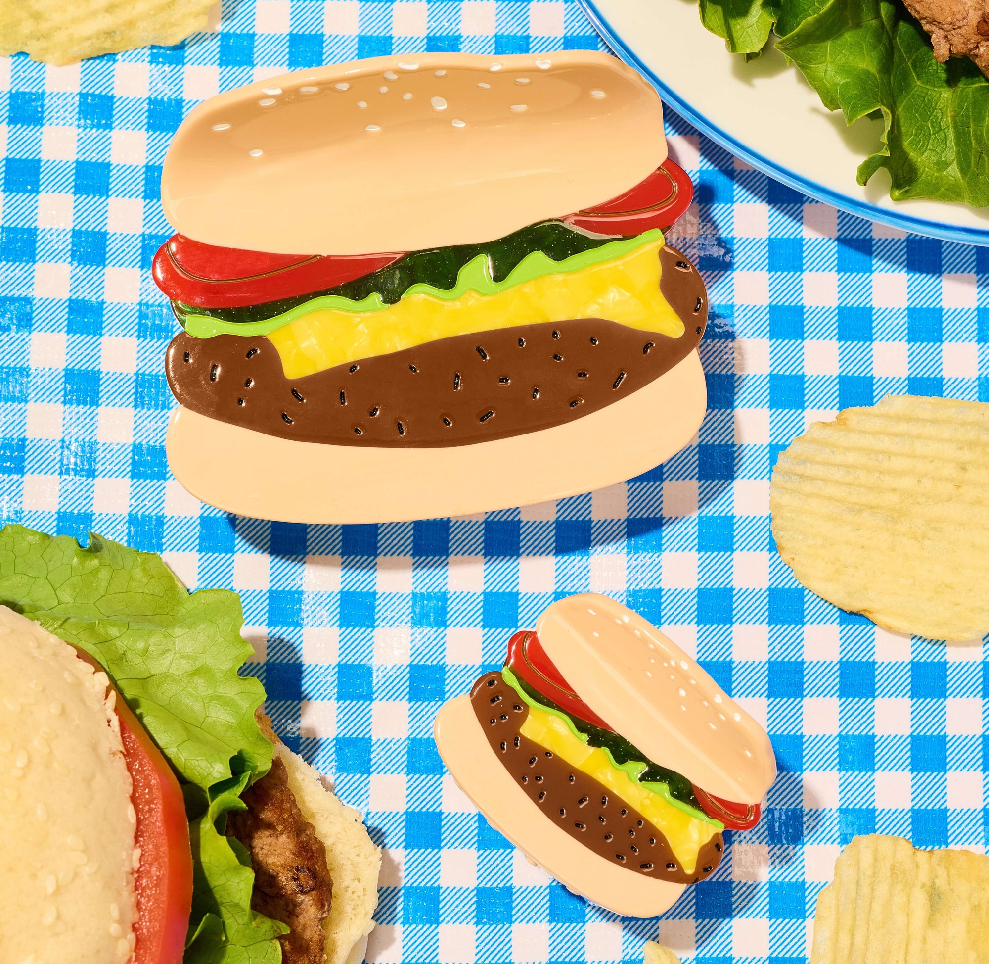 Mini Burger Hair Claw Clip