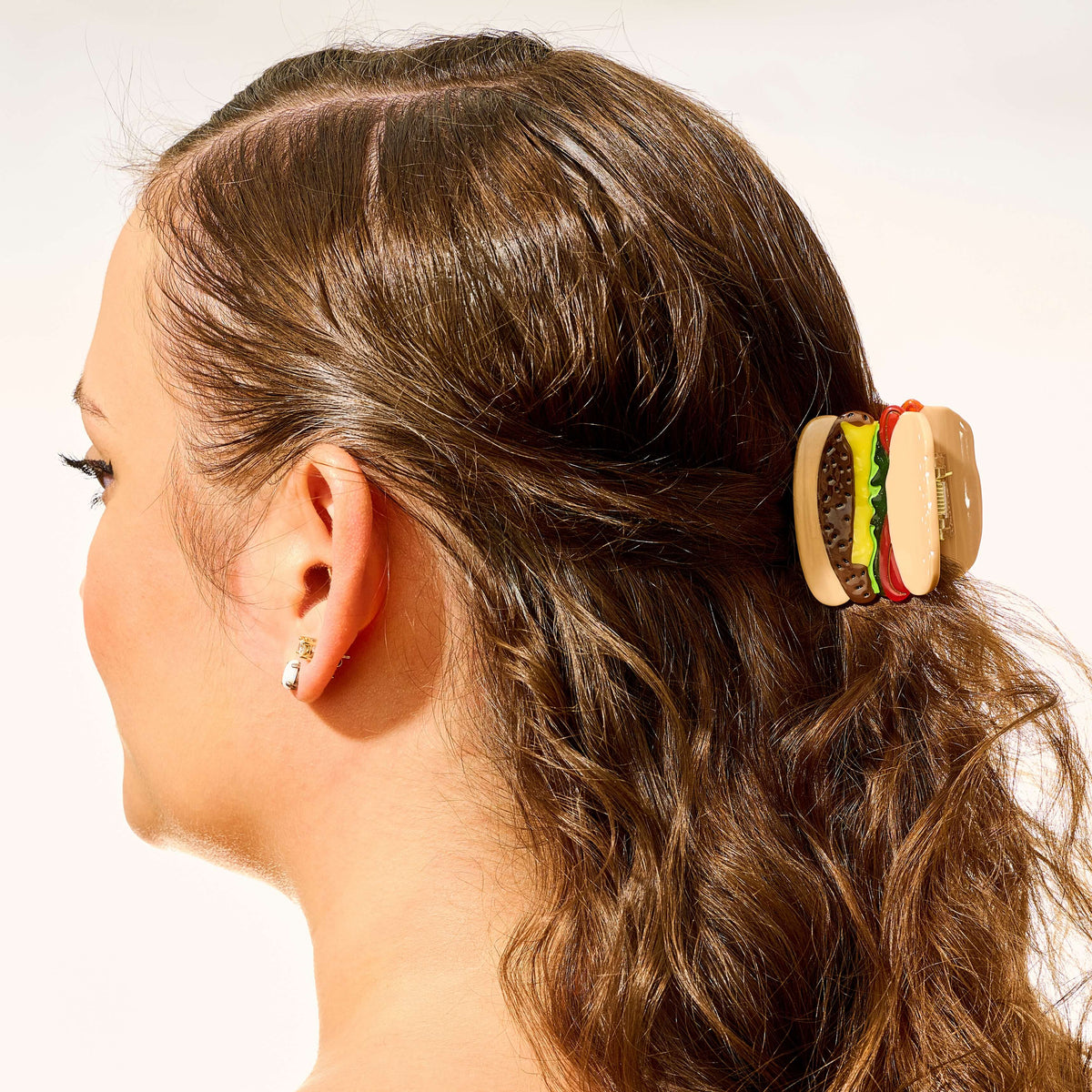 Mini Burger Hair Claw Clip + Super Chunky Hamburger Earrings