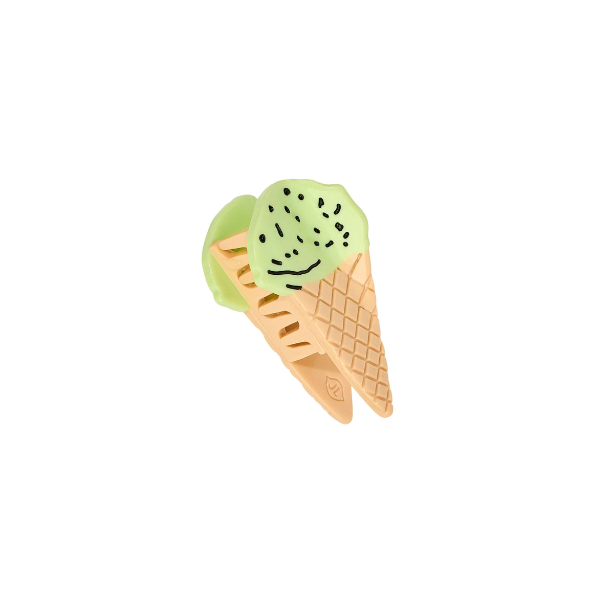 Mini Mint Chocolate Chip Hair Claw Clip + 3D Ice Cream Cone Huggie Hoops
