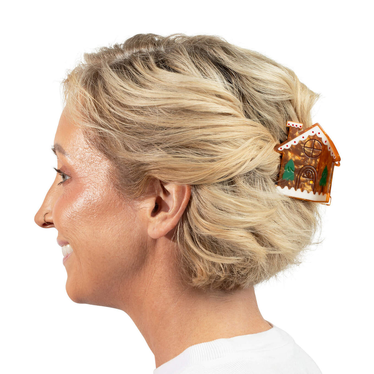 Midi Gingerbread House Holiday Cookie Hair Claw Clip