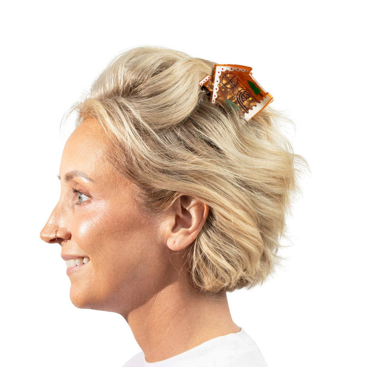 Midi Gingerbread House Holiday Cookie Hair Claw Clip
