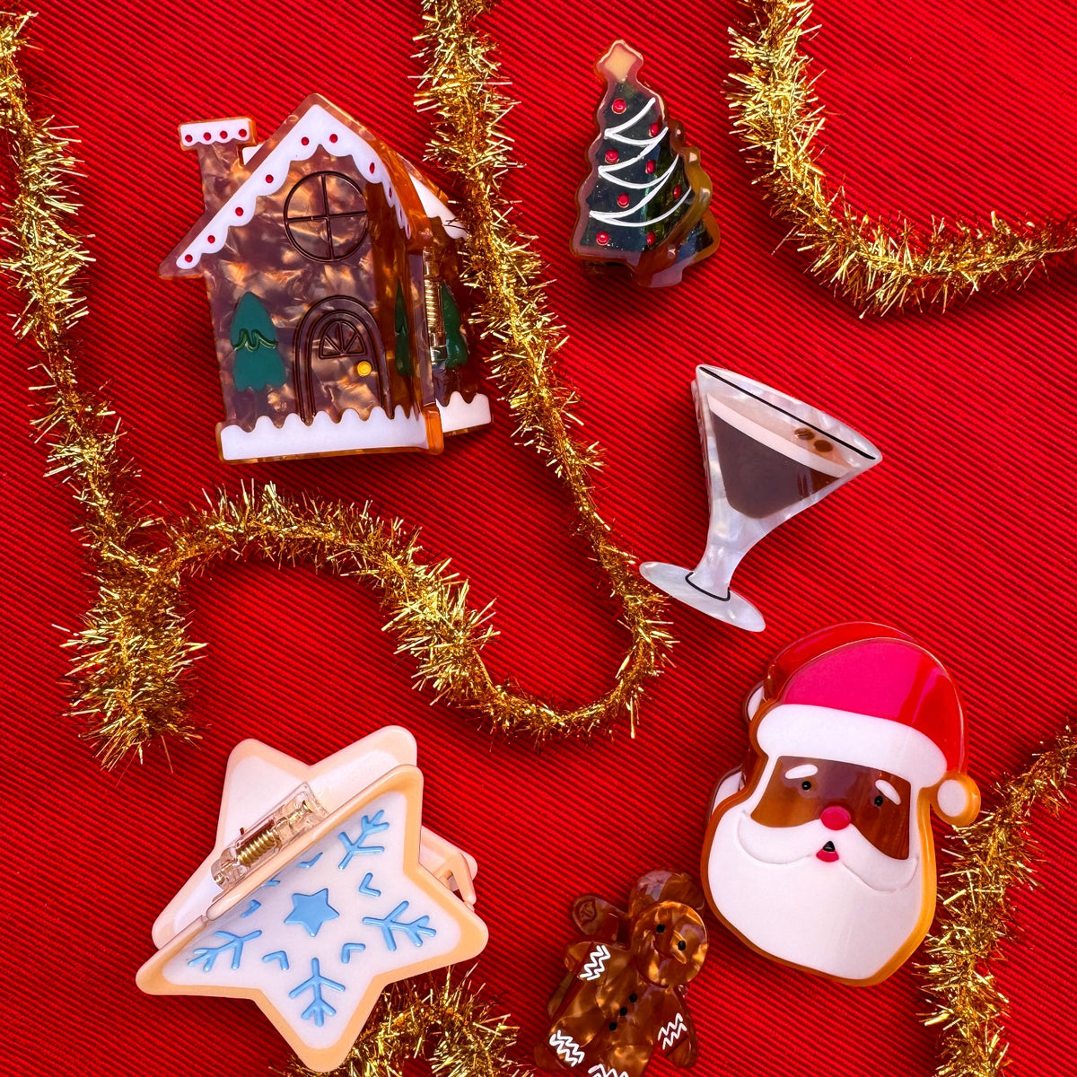 Midi Santa Holiday Cookie Hair Claw Clip