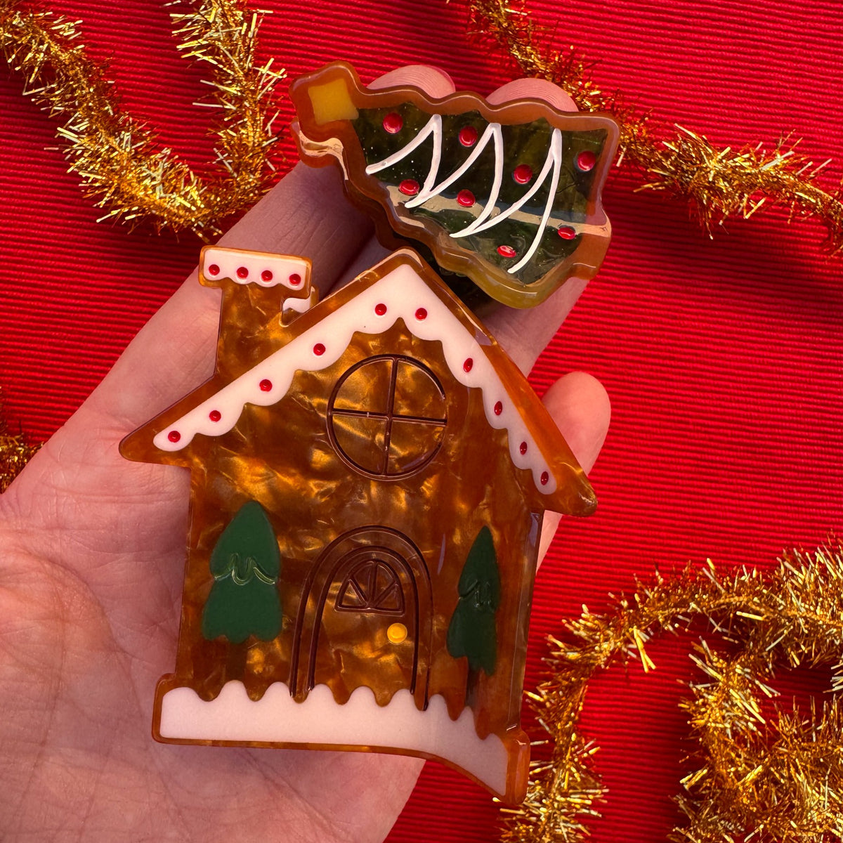 Mini Christmas Tree Holiday Cookie Hair Claw Clip