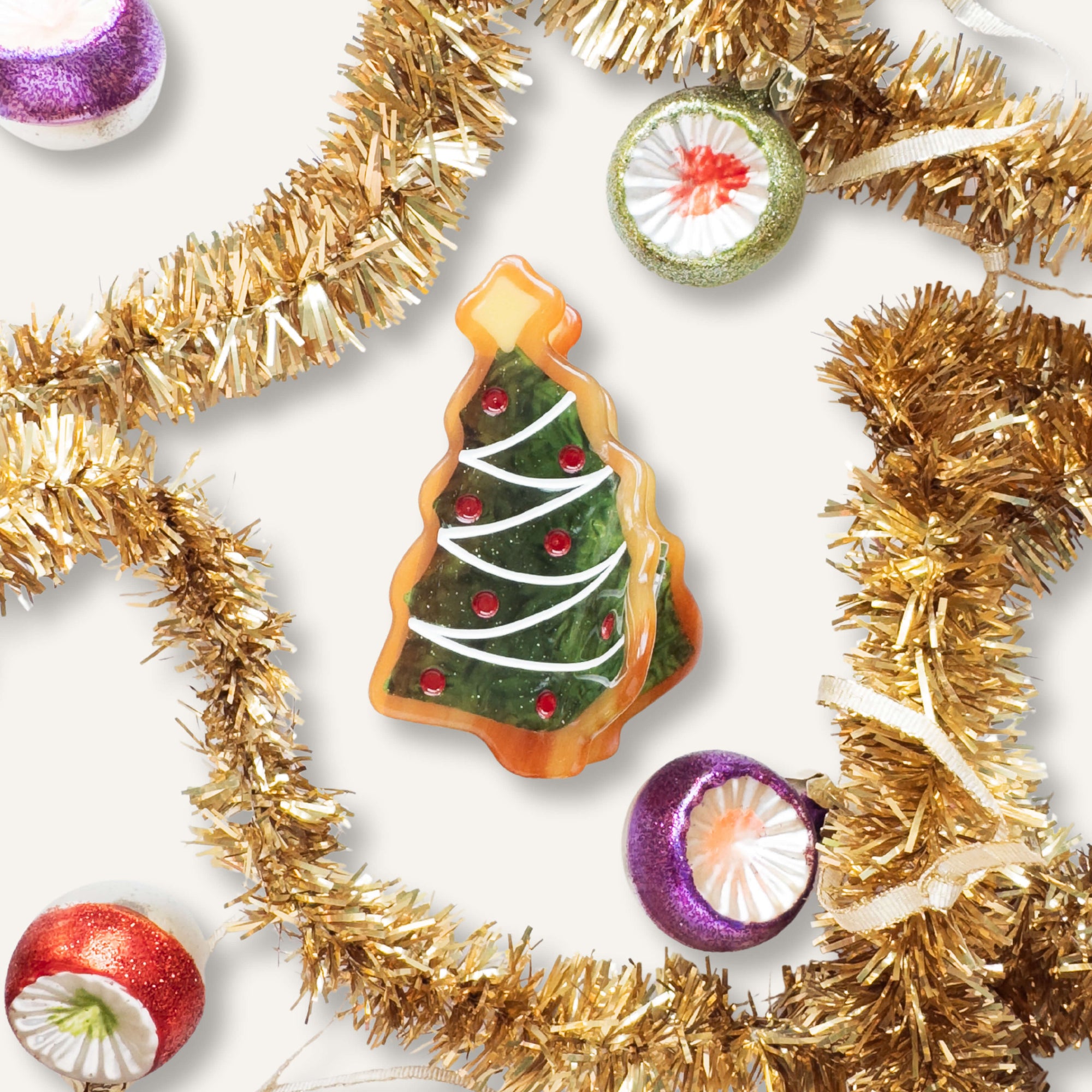 Midi Christmas Tree Holiday Cookie Hair Claw Clip