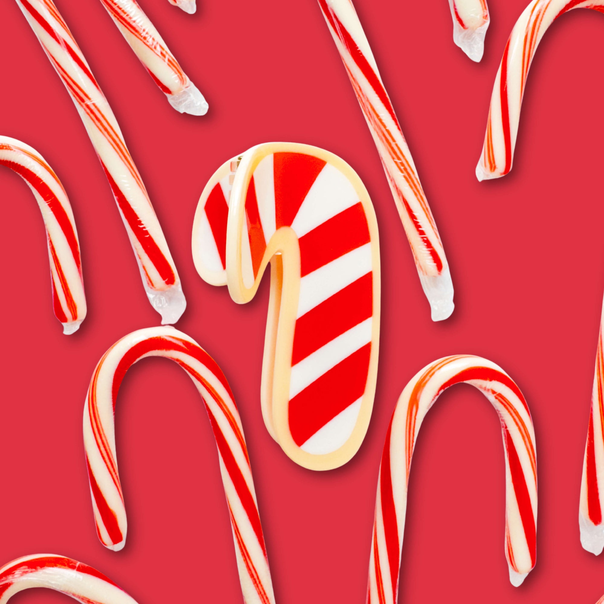 Midi Candy Cane Holiday Cookie Hair Claw Clip