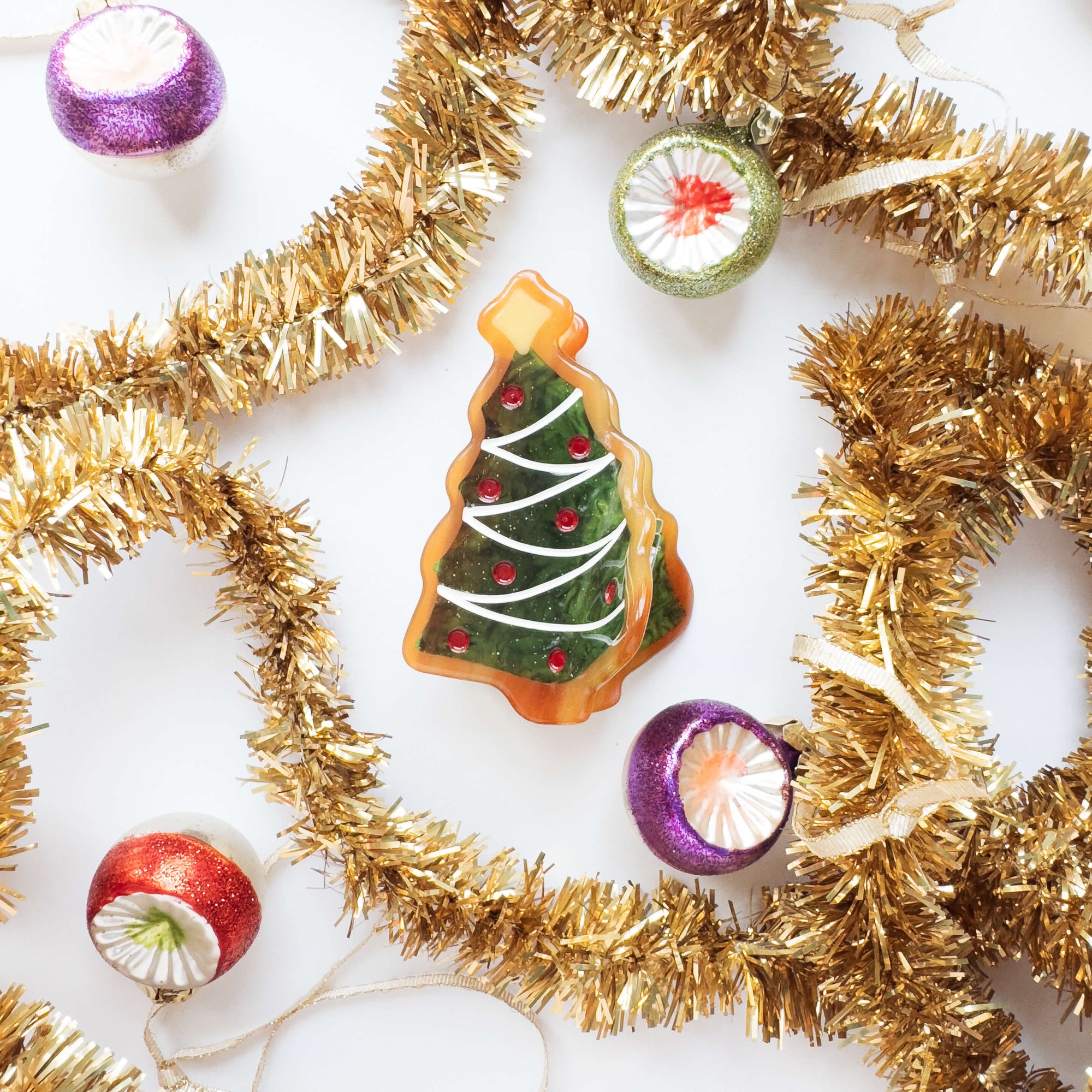 Midi Christmas Tree Holiday Cookie Hair Claw Clip