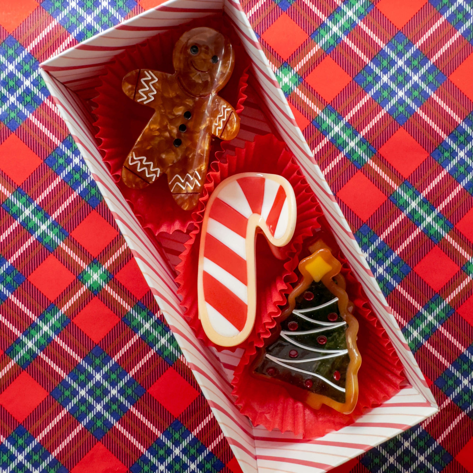 Midi Candy Cane Holiday Cookie Hair Claw Clip