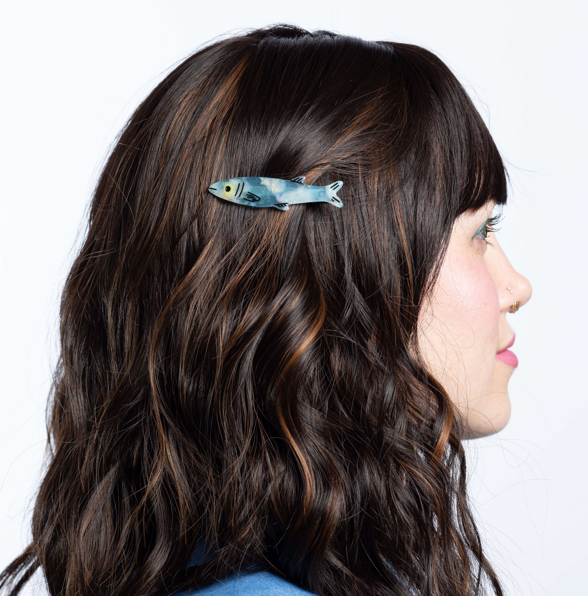 Blue Sardine Alligator Hair Clip Set