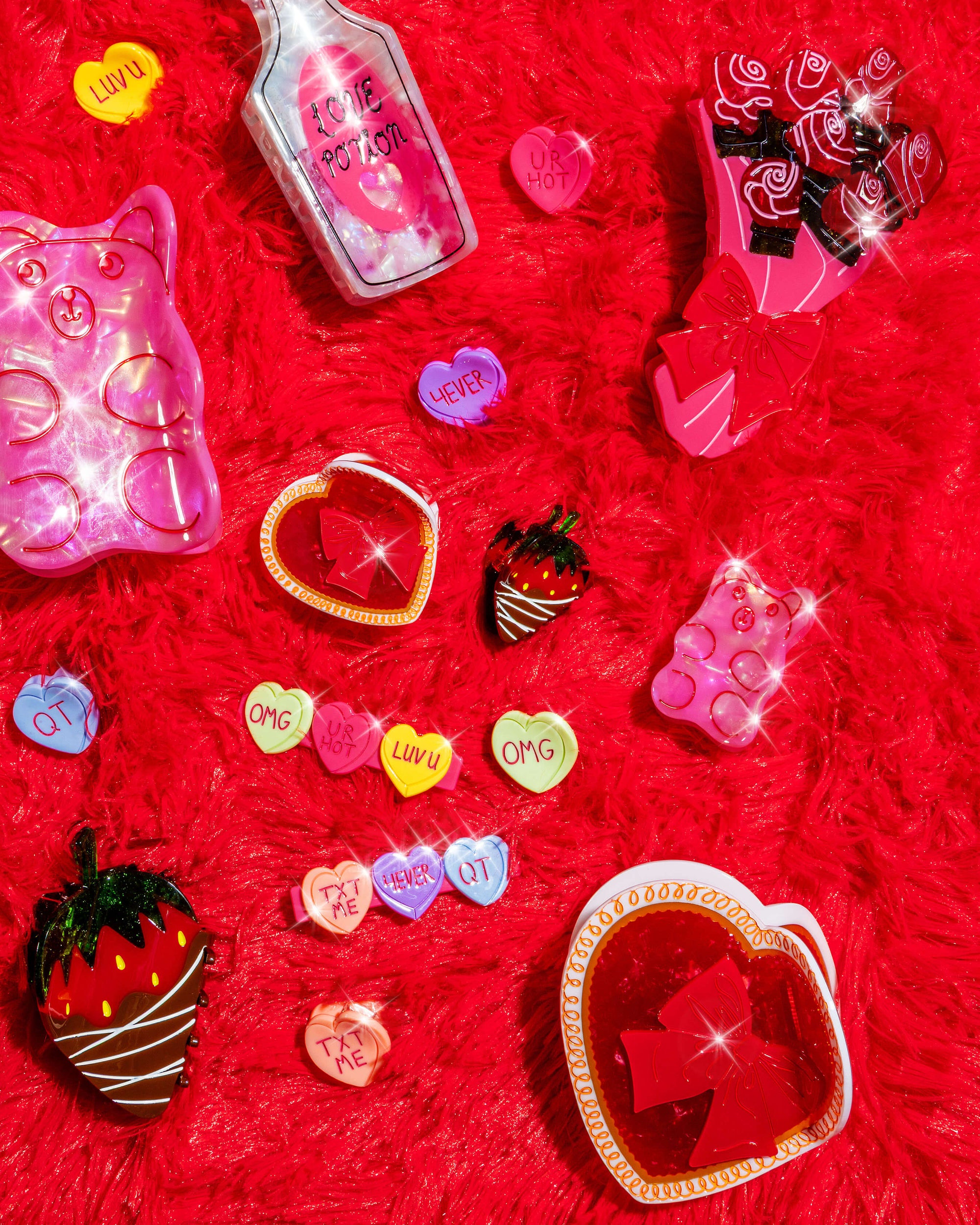 Micro Candy Hearts Hair Claw Clip Set