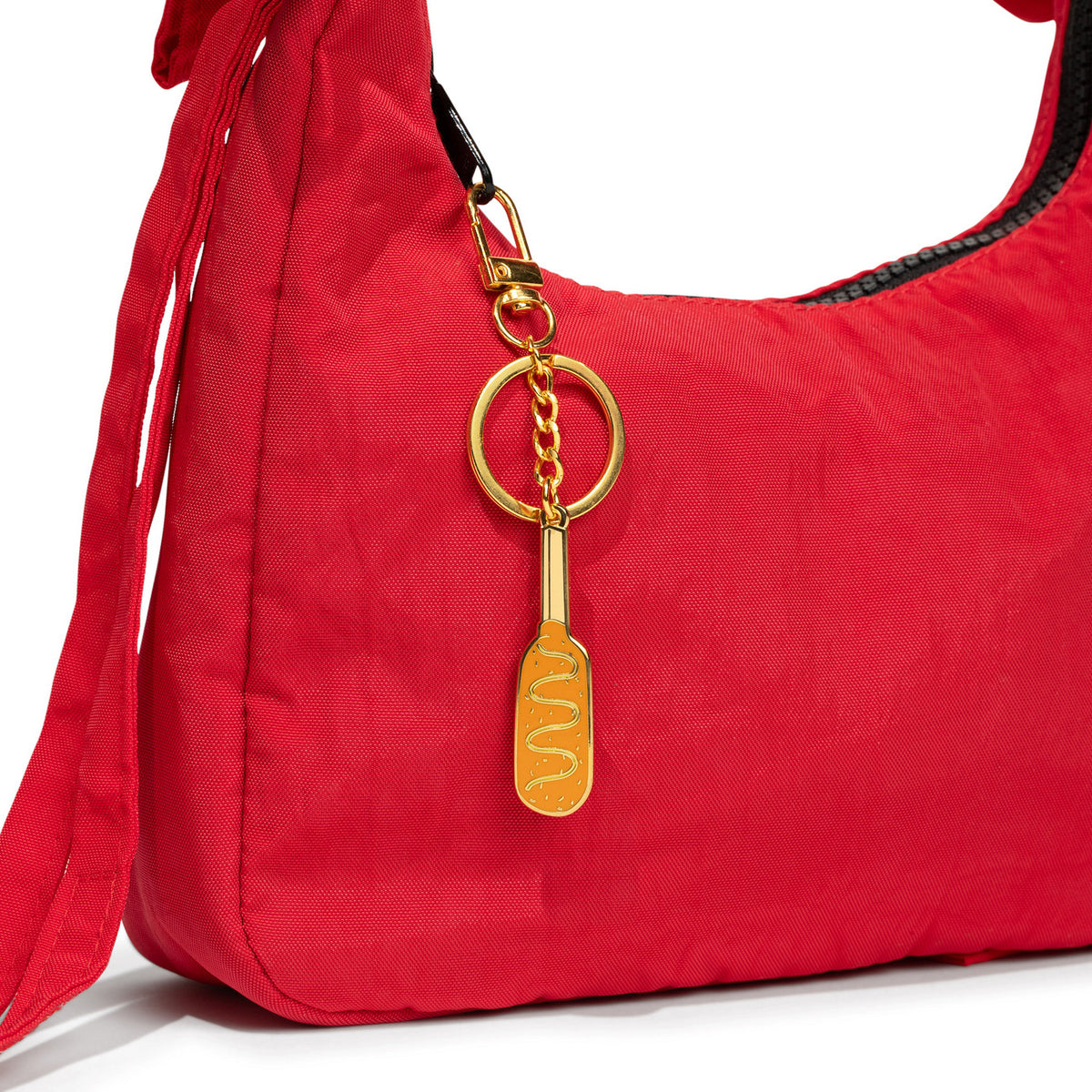 Corn Dog Enamel Bag Charm & Keychain