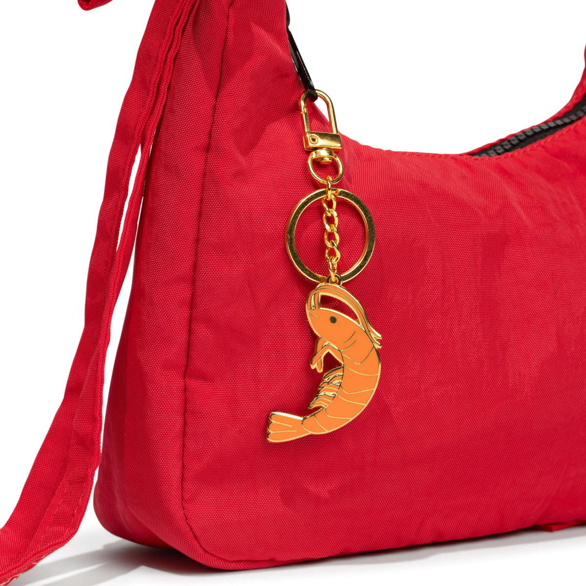 Shrimp Enamel Bag Charm & Keychain