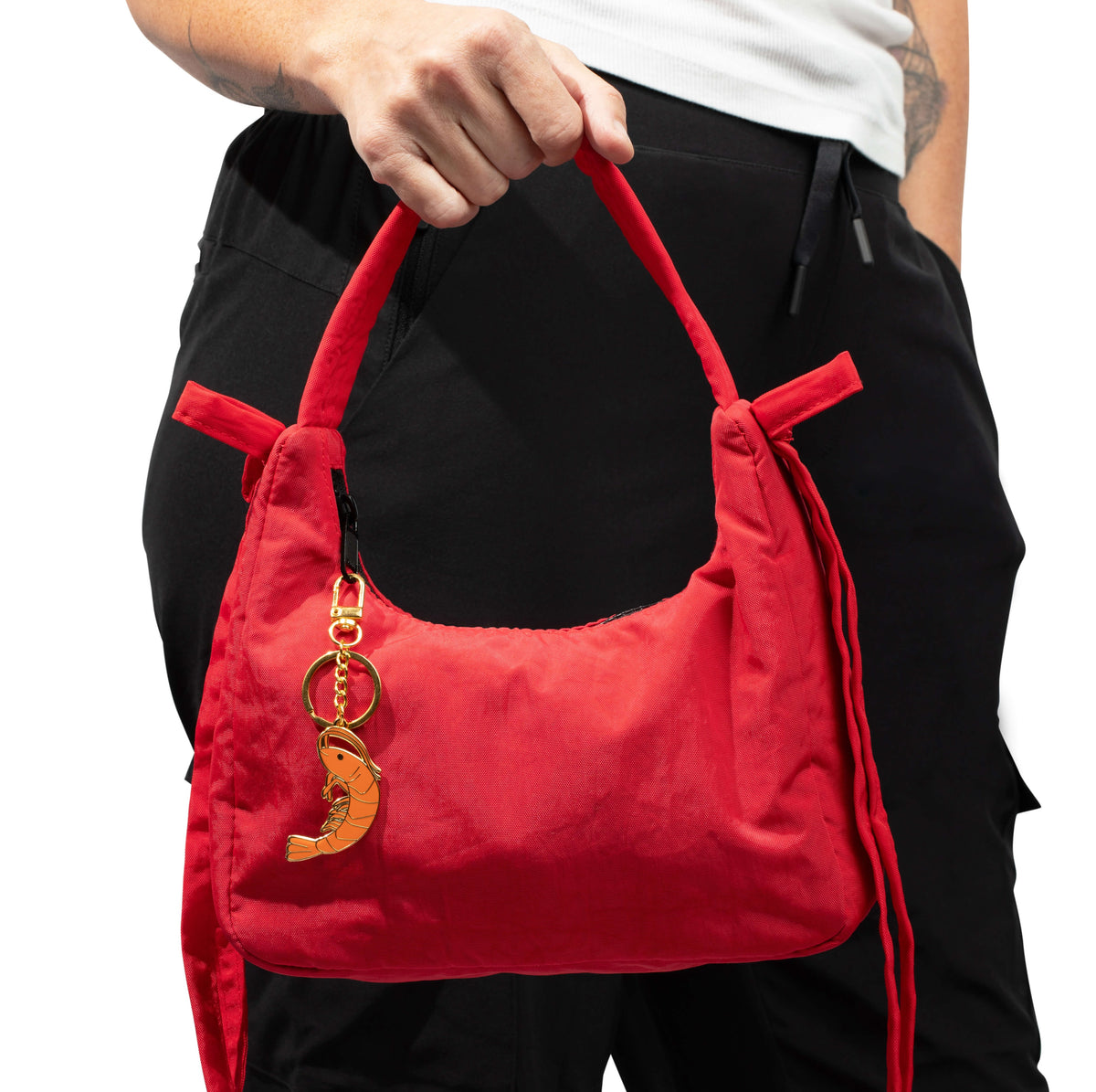Shrimp Enamel Bag Charm & Keychain