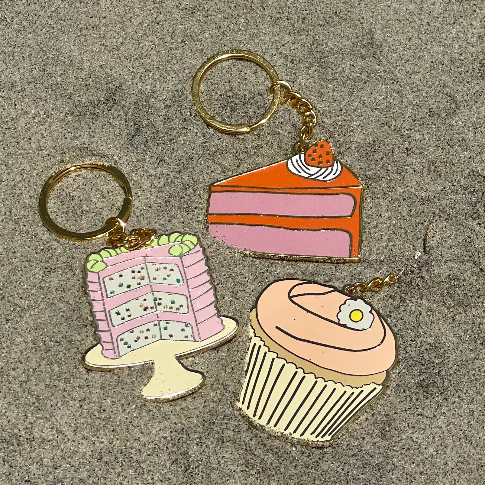 Cake Slice Enamel Keychain