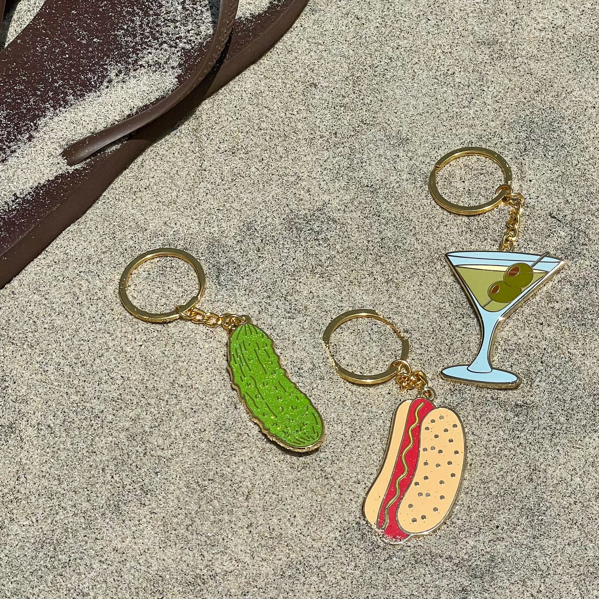 Hot Dog Enamel Keychain