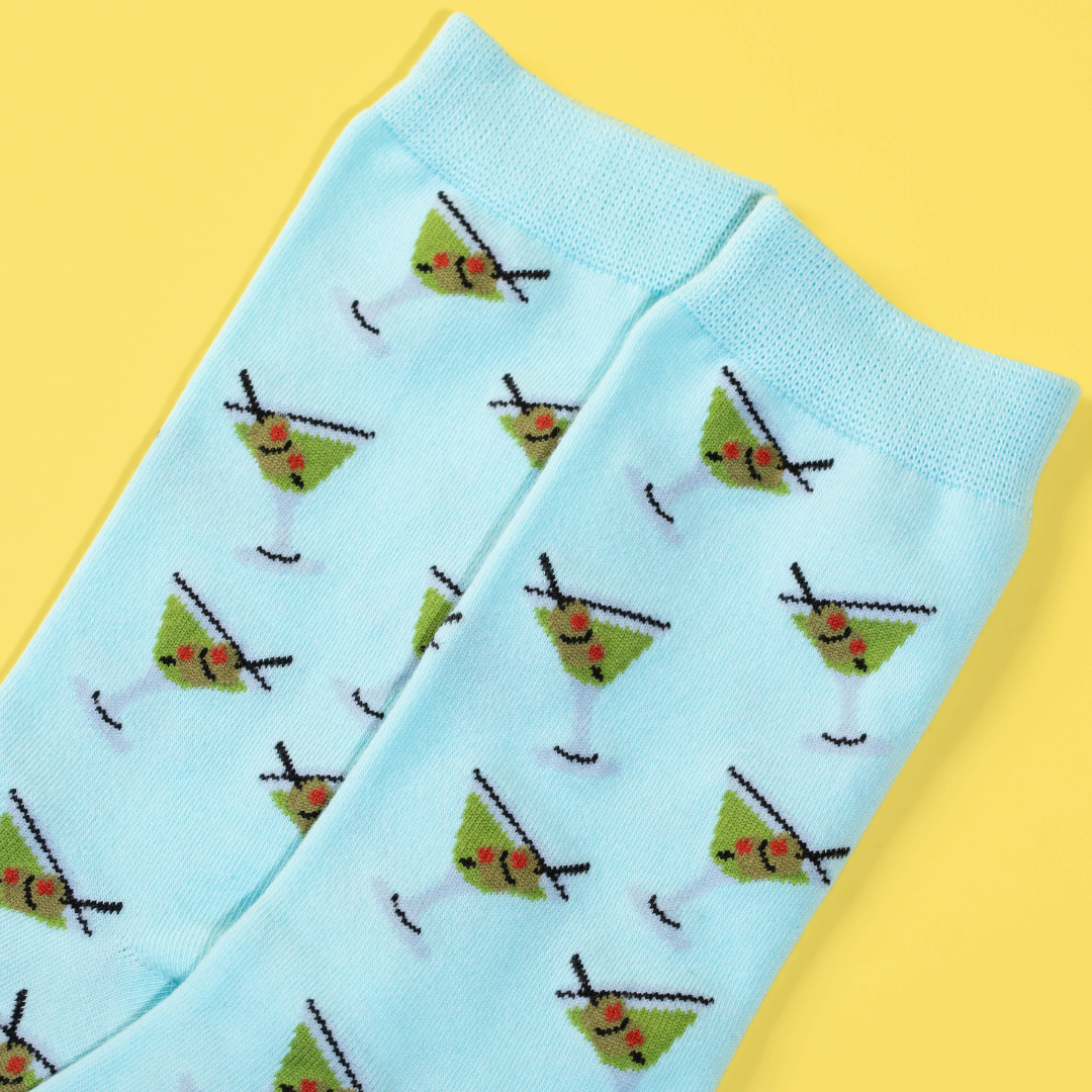 Light Blue Martini Crew Socks