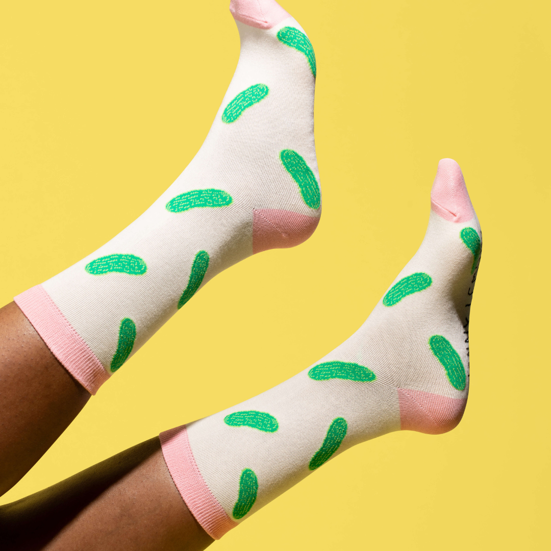 Pink Colorblock Pickle Crew Socks