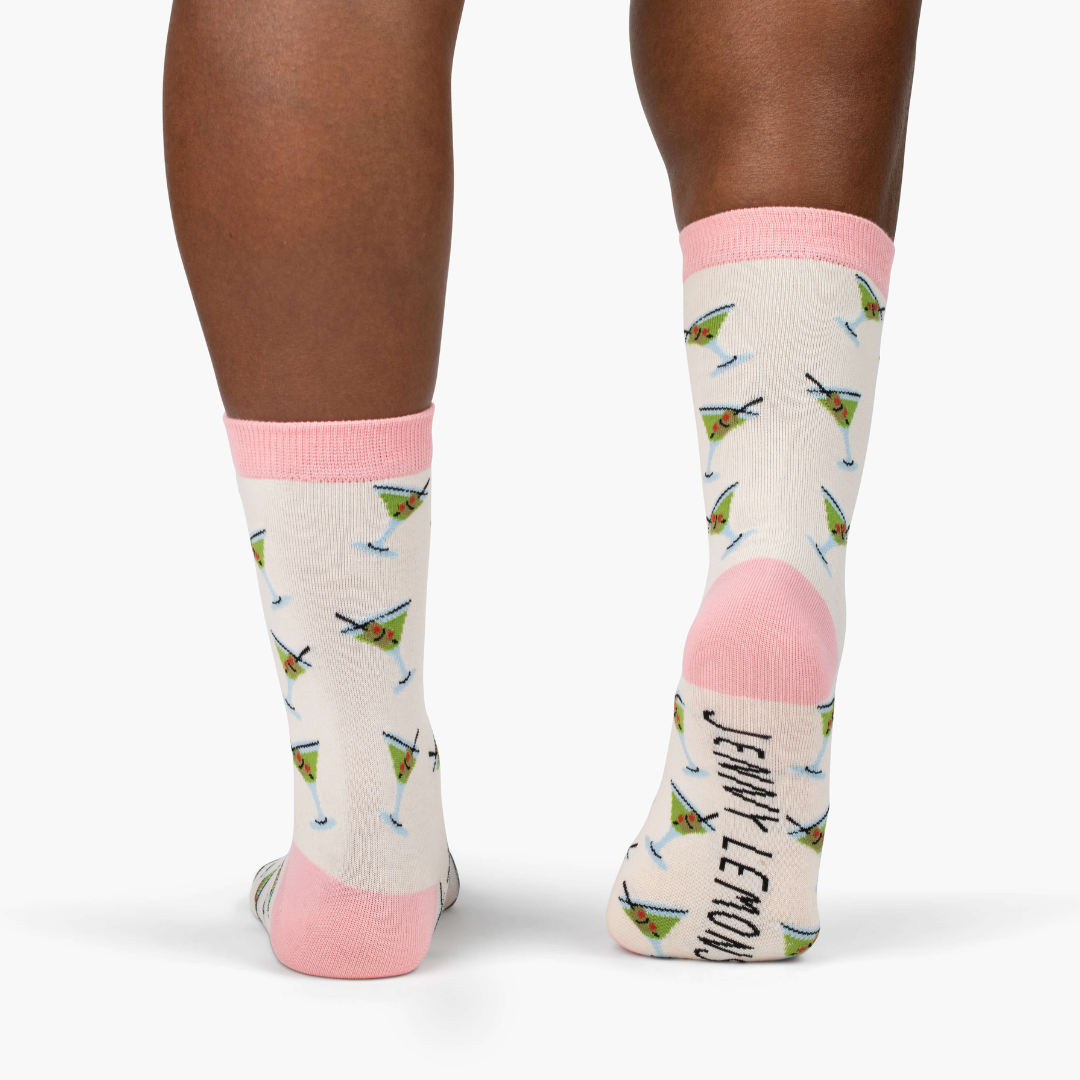 Pink Colorblock Martini Crew Socks