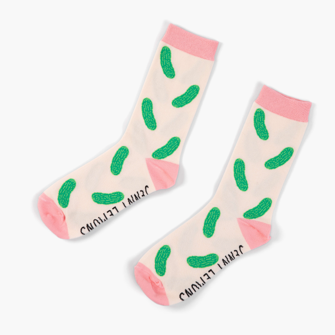 Pink Colorblock Pickle Crew Socks
