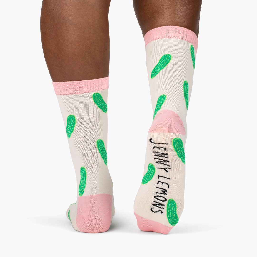 Pink Colorblock Pickle Crew Socks