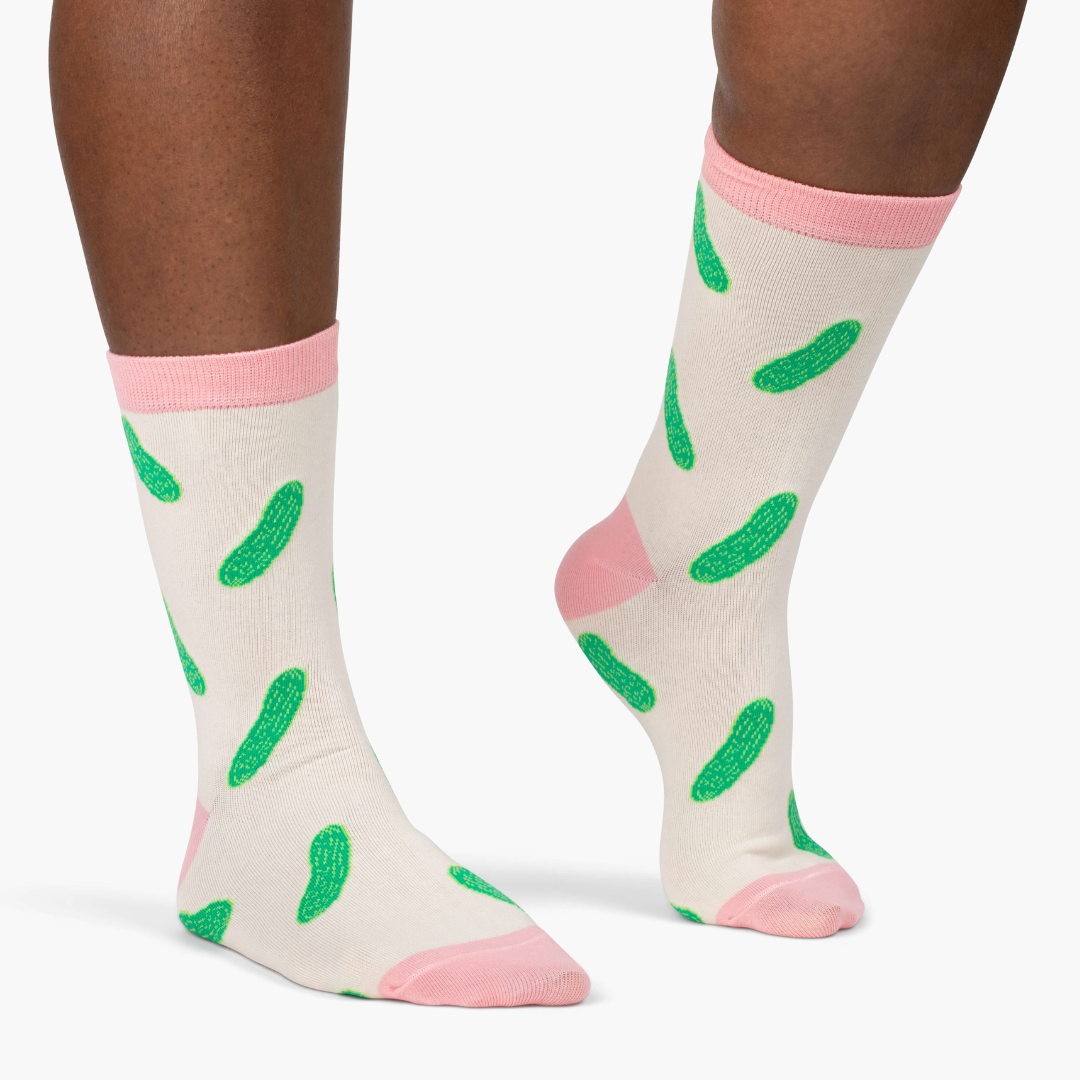 Pink Colorblock Pickle Crew Socks