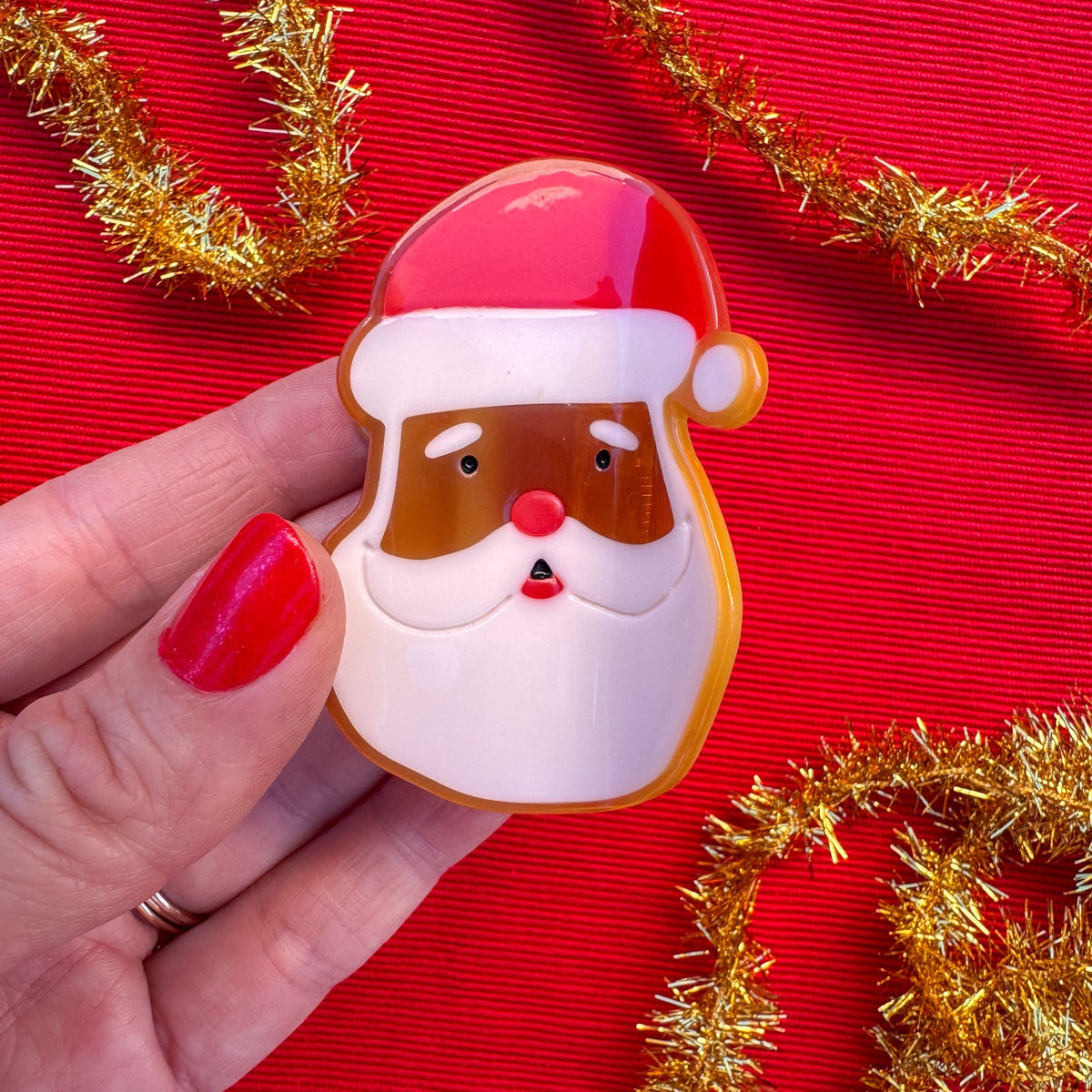 Midi Santa Holiday Cookie Hair Claw Clip