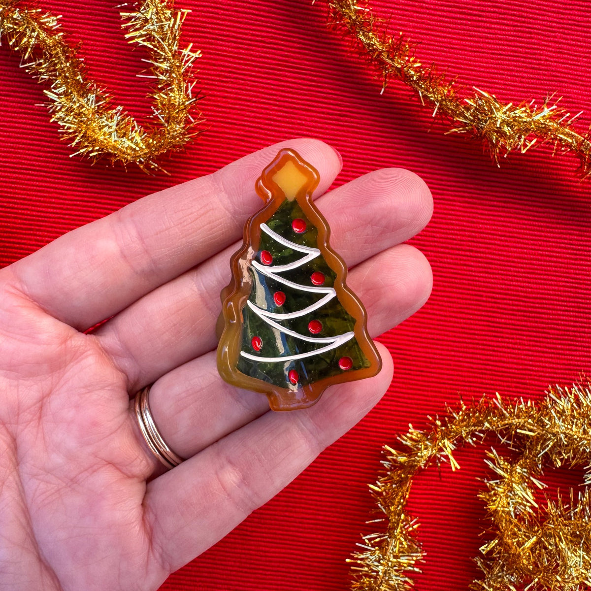 Mini Christmas Tree Holiday Cookie Hair Claw Clip