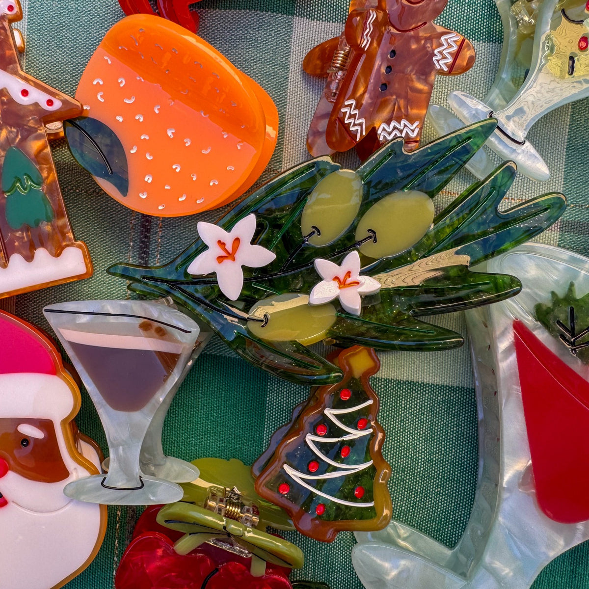 Mini Christmas Tree Holiday Cookie Hair Claw Clip