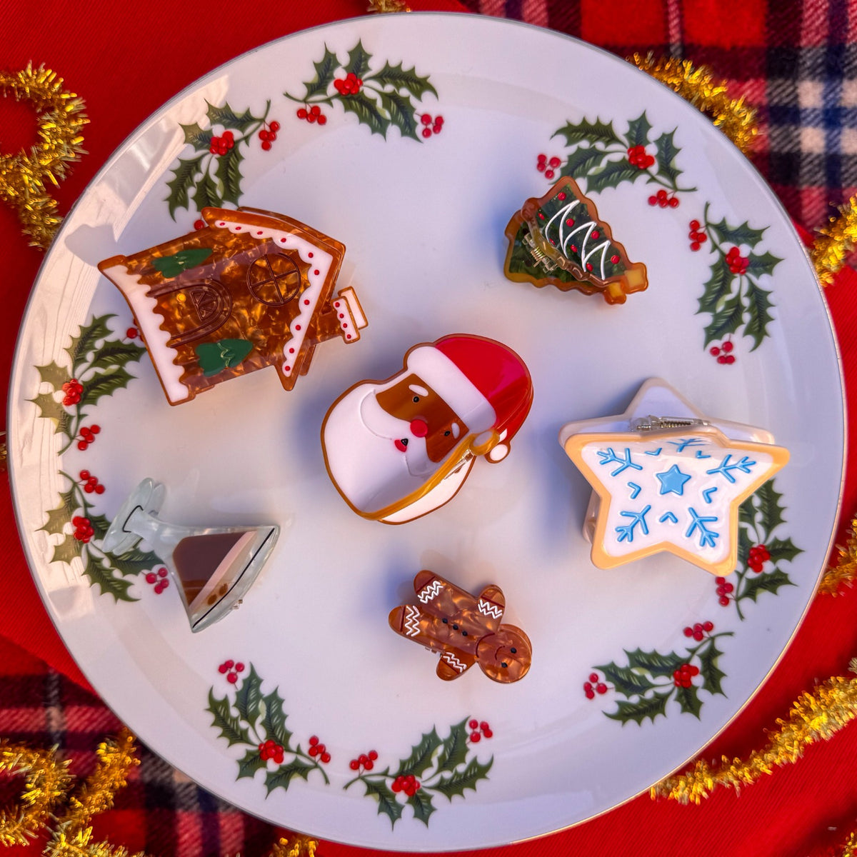 Midi Santa Holiday Cookie Hair Claw Clip