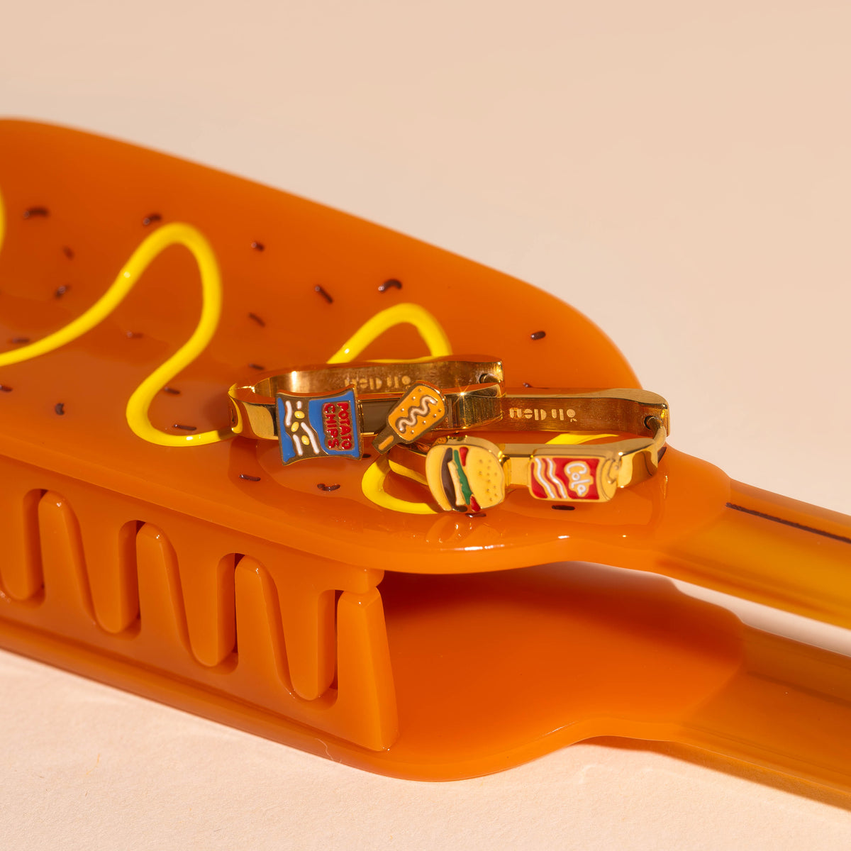 Large Corn Dog Hair Claw Clip + 3D Foodie Huggie Hoops