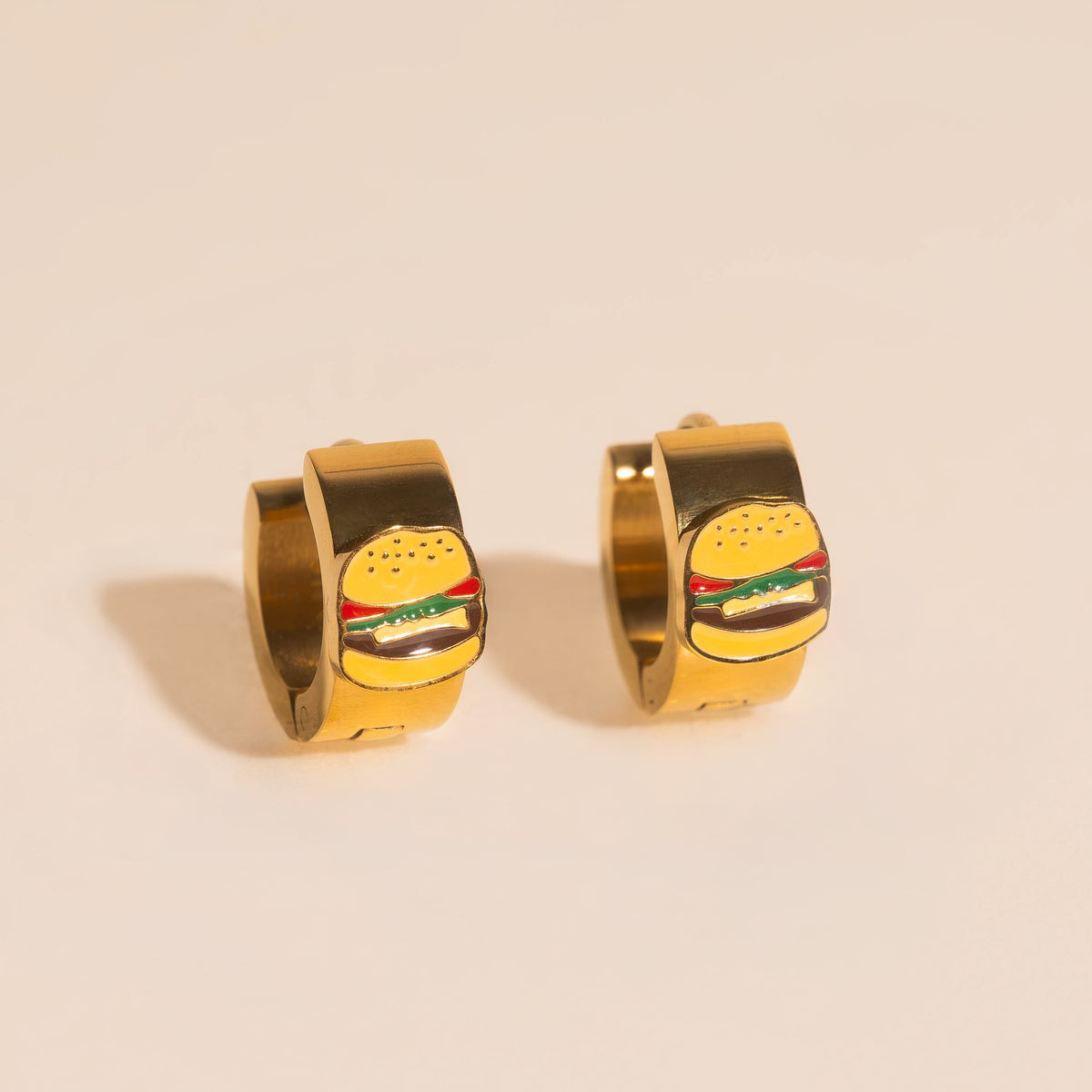 Mini Burger Hair Claw Clip + Super Chunky Hamburger Earrings