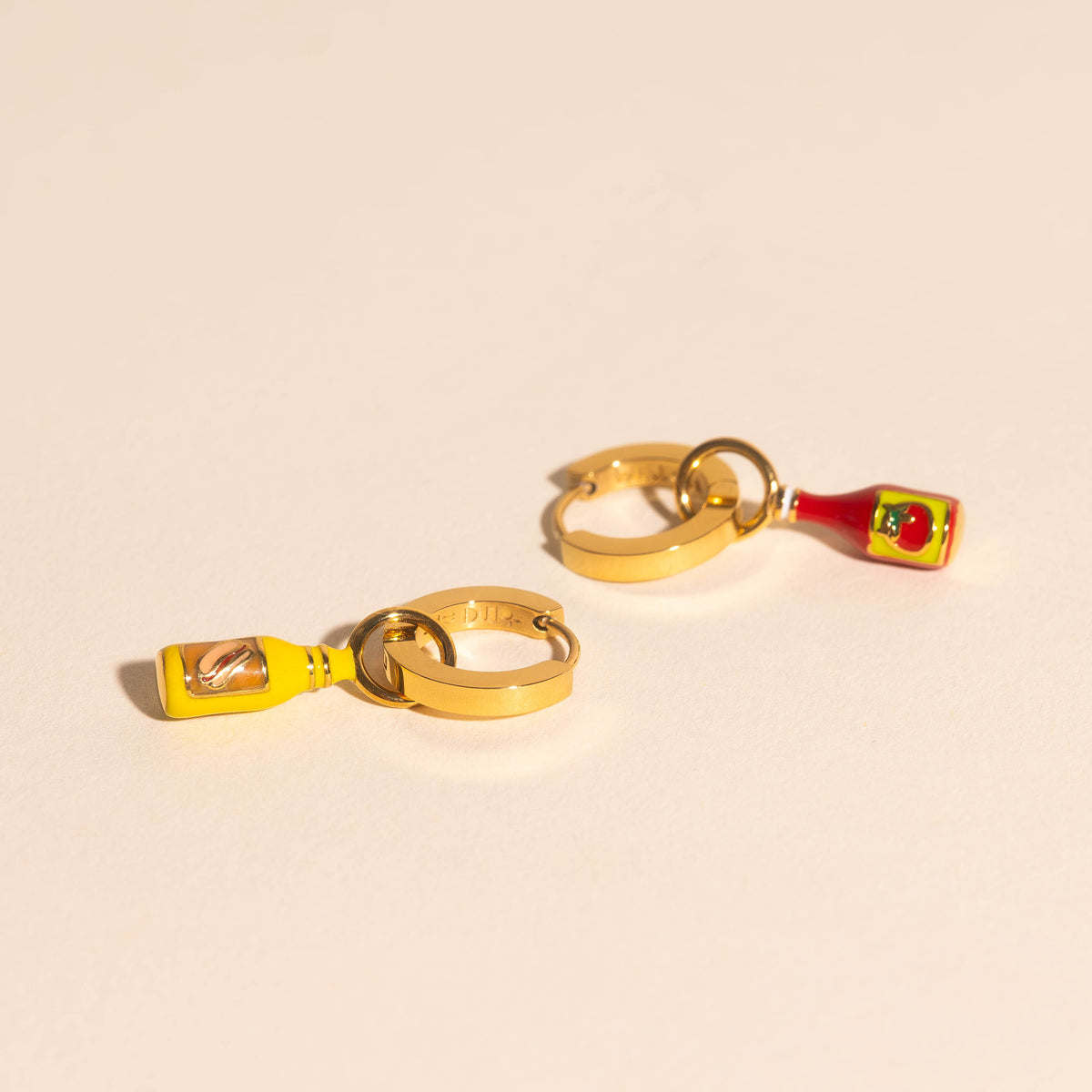 Mini Mustard Hair Claw Clip + Ketchup & Mustard Huggie Hoop Charms