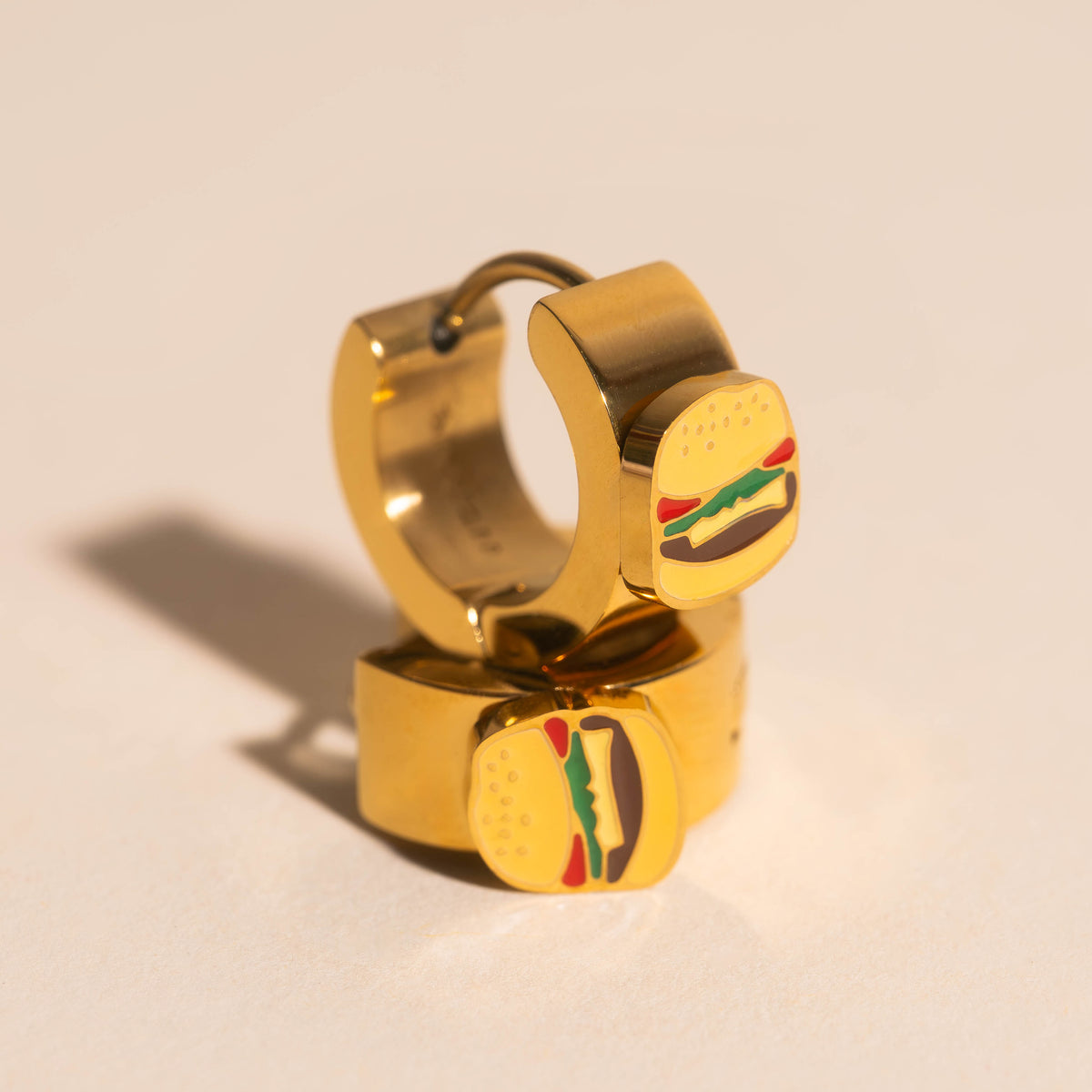Mini Burger Hair Claw Clip + Super Chunky Hamburger Earrings