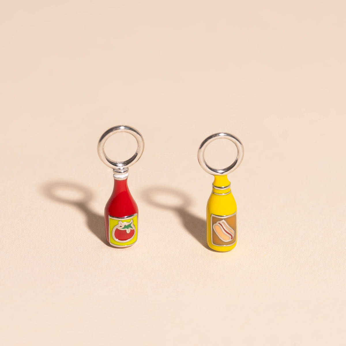Mini Mustard Hair Claw Clip + Ketchup & Mustard Huggie Hoop Charms