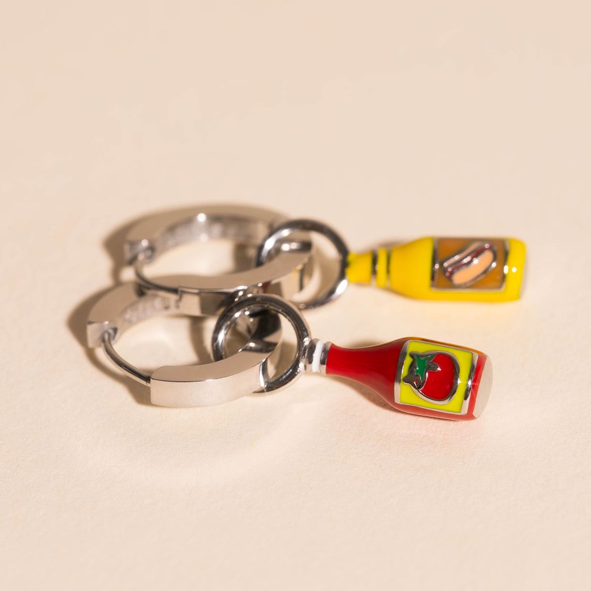 Mini Mustard Hair Claw Clip + Ketchup & Mustard Huggie Hoop Charms