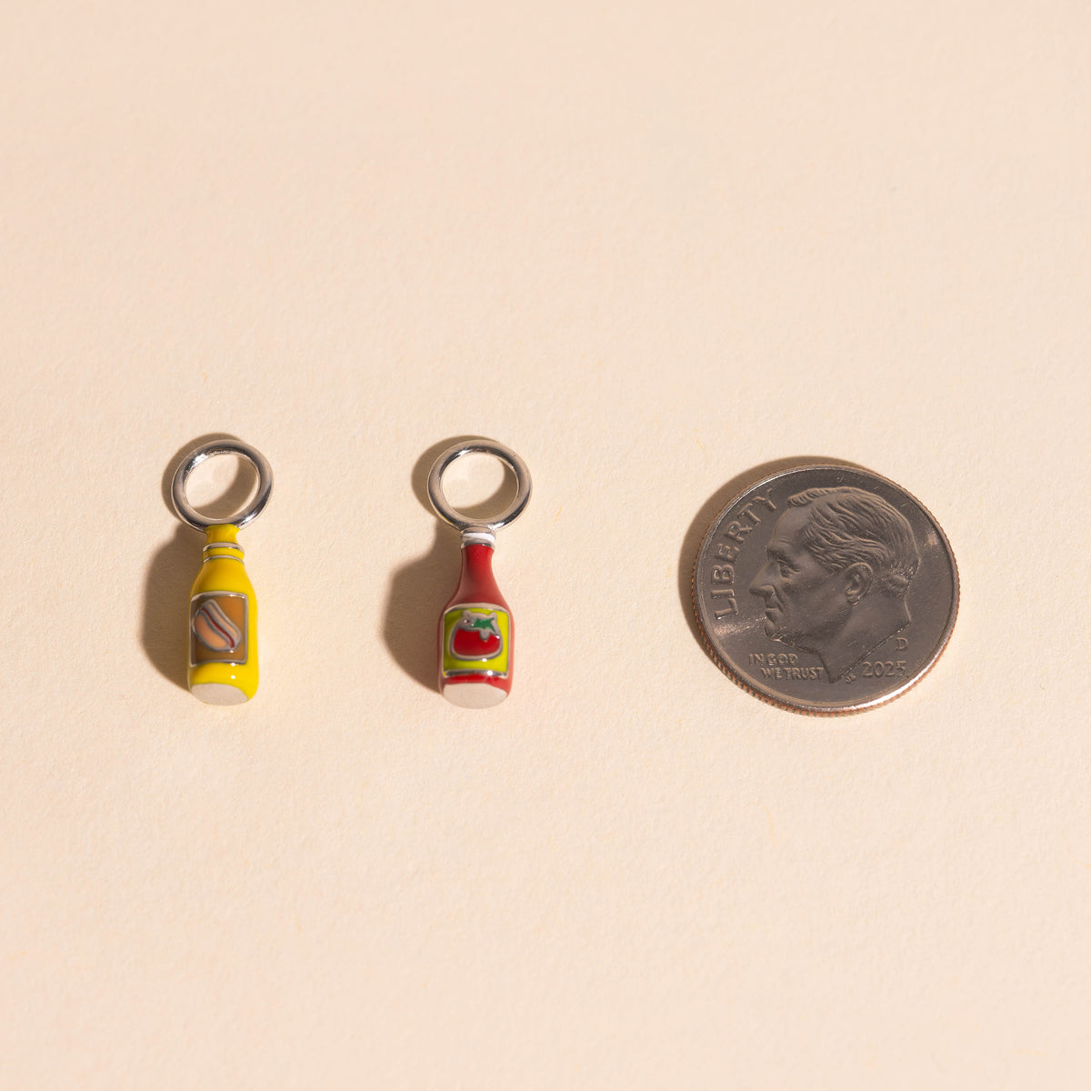 Mini Mustard Hair Claw Clip + Ketchup & Mustard Huggie Hoop Charms
