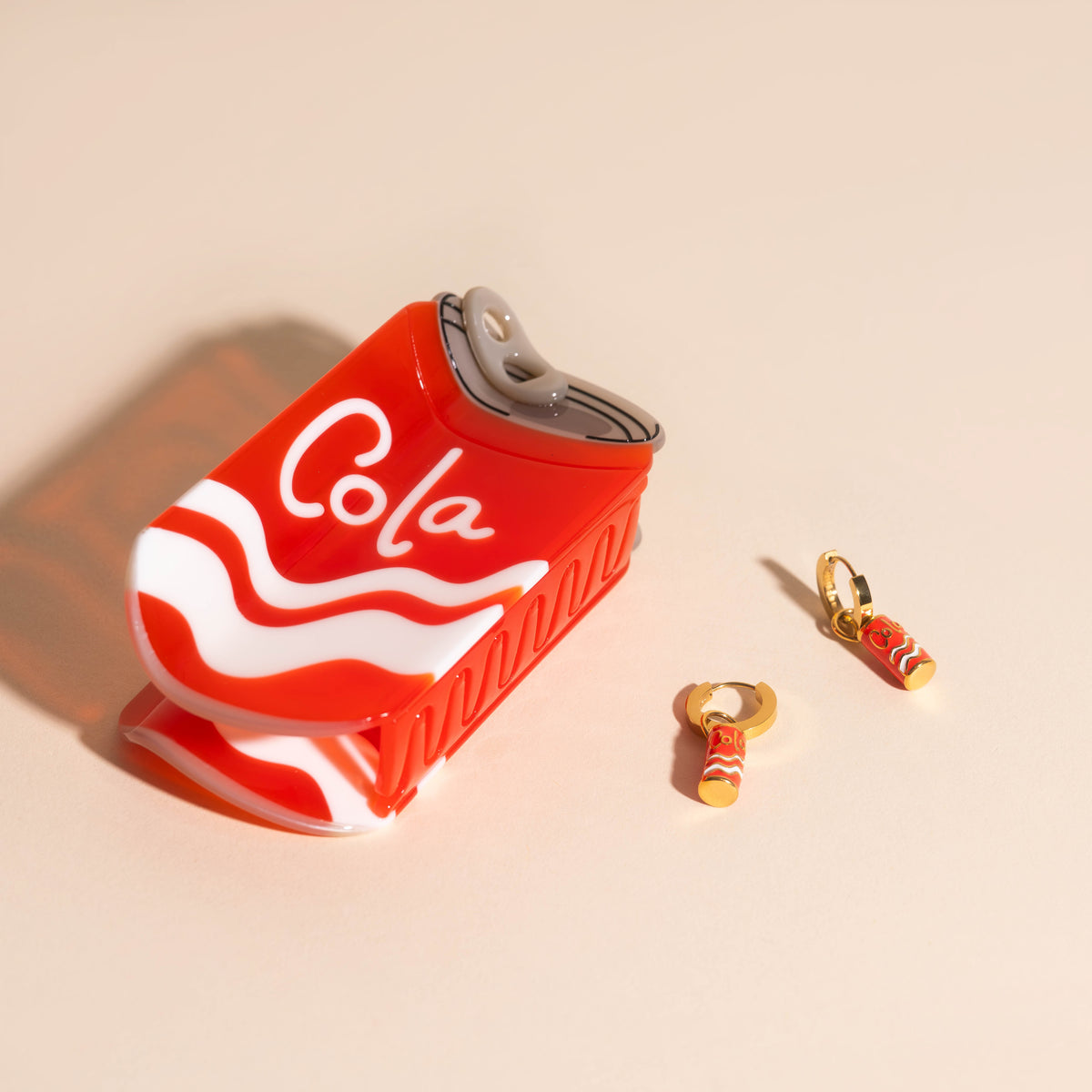 Large Cola Can Hair Claw Clip + Cola Can Huggie Hoop Charms