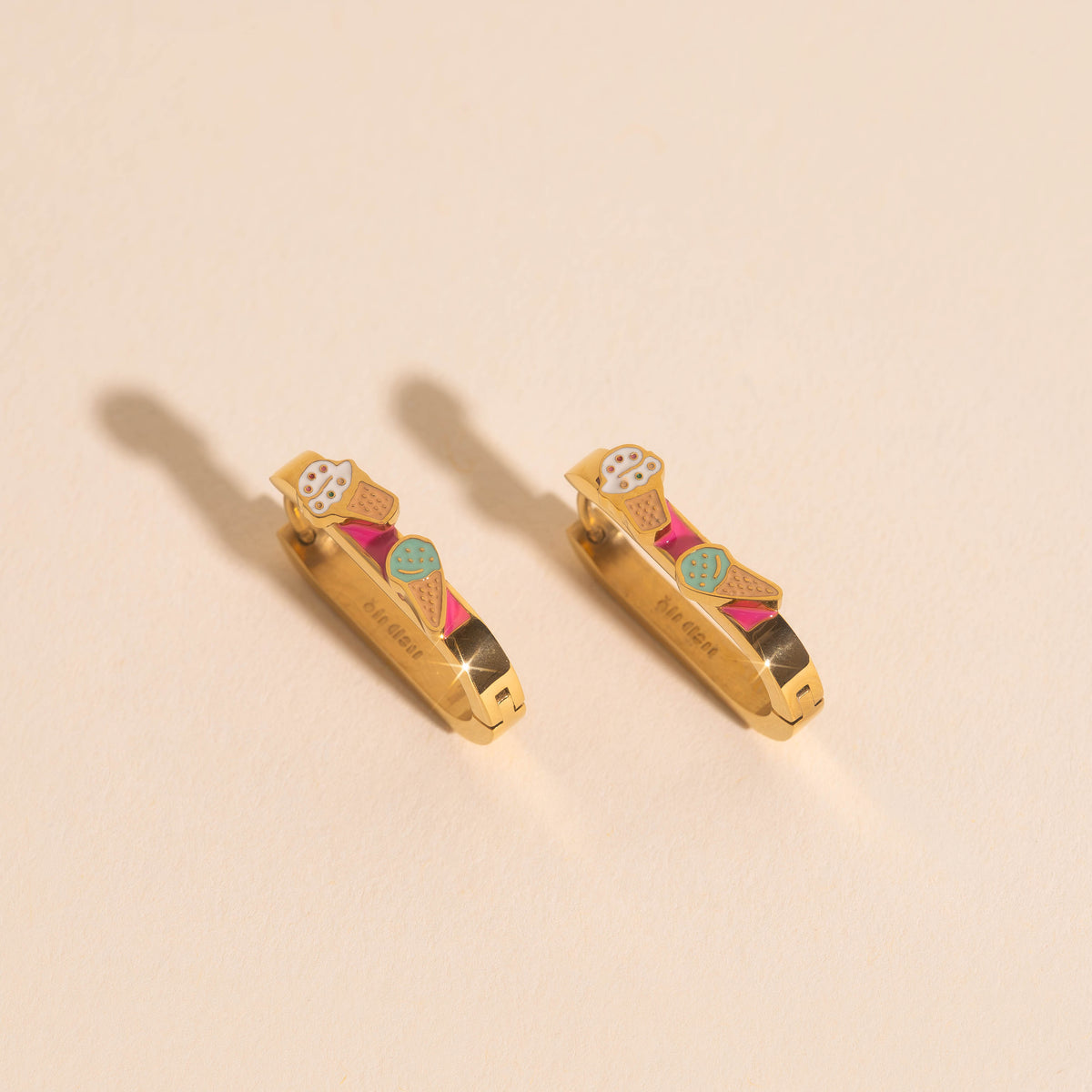 Mini Sprinkle Ice Cream Hair Claw Clip + 3D Ice Cream Cone Huggie Hoops