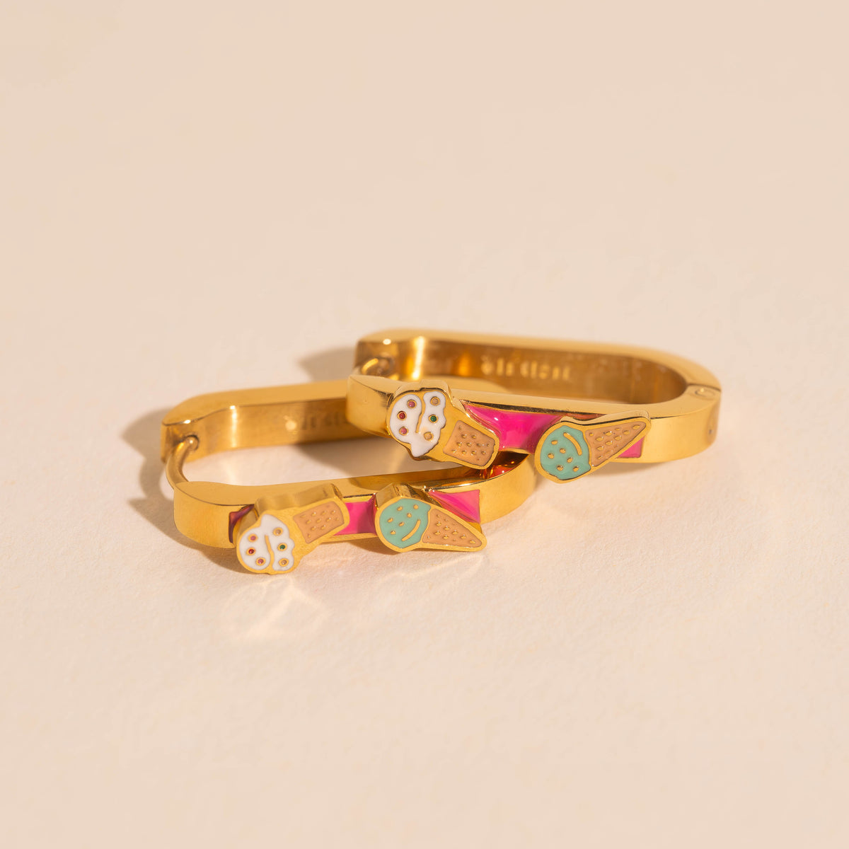 Mini Sprinkle Ice Cream Hair Claw Clip + 3D Ice Cream Cone Huggie Hoops