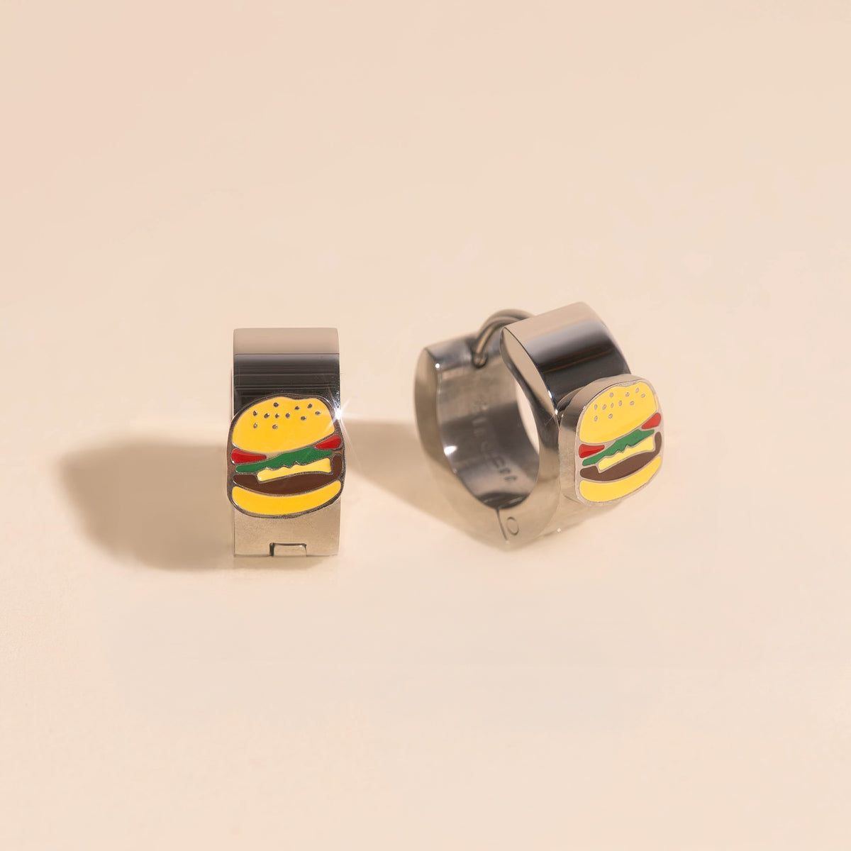 Mini Burger Hair Claw Clip + Super Chunky Hamburger Earrings