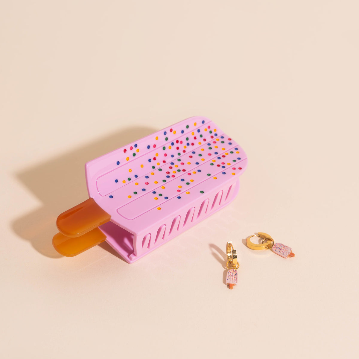 Large Popsicle Hair Claw Clip + Sprinkle Popsicle Huggie Hoop Charms