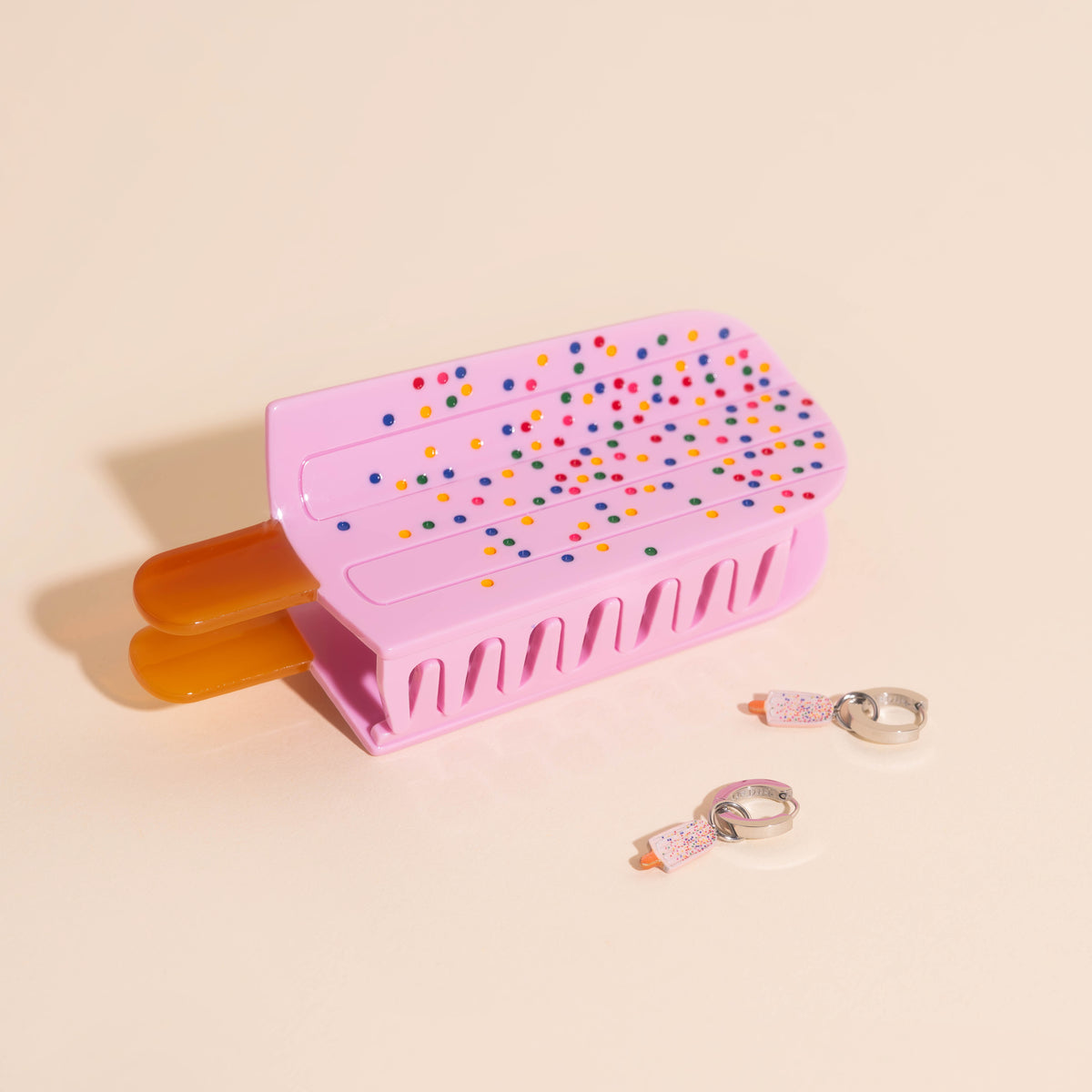 Large Popsicle Hair Claw Clip + Sprinkle Popsicle Huggie Hoop Charms